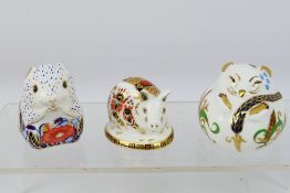 Royal Crown Derby - Three paperweights comprising a Collectors Guild Exclusive Poppy Mouse,