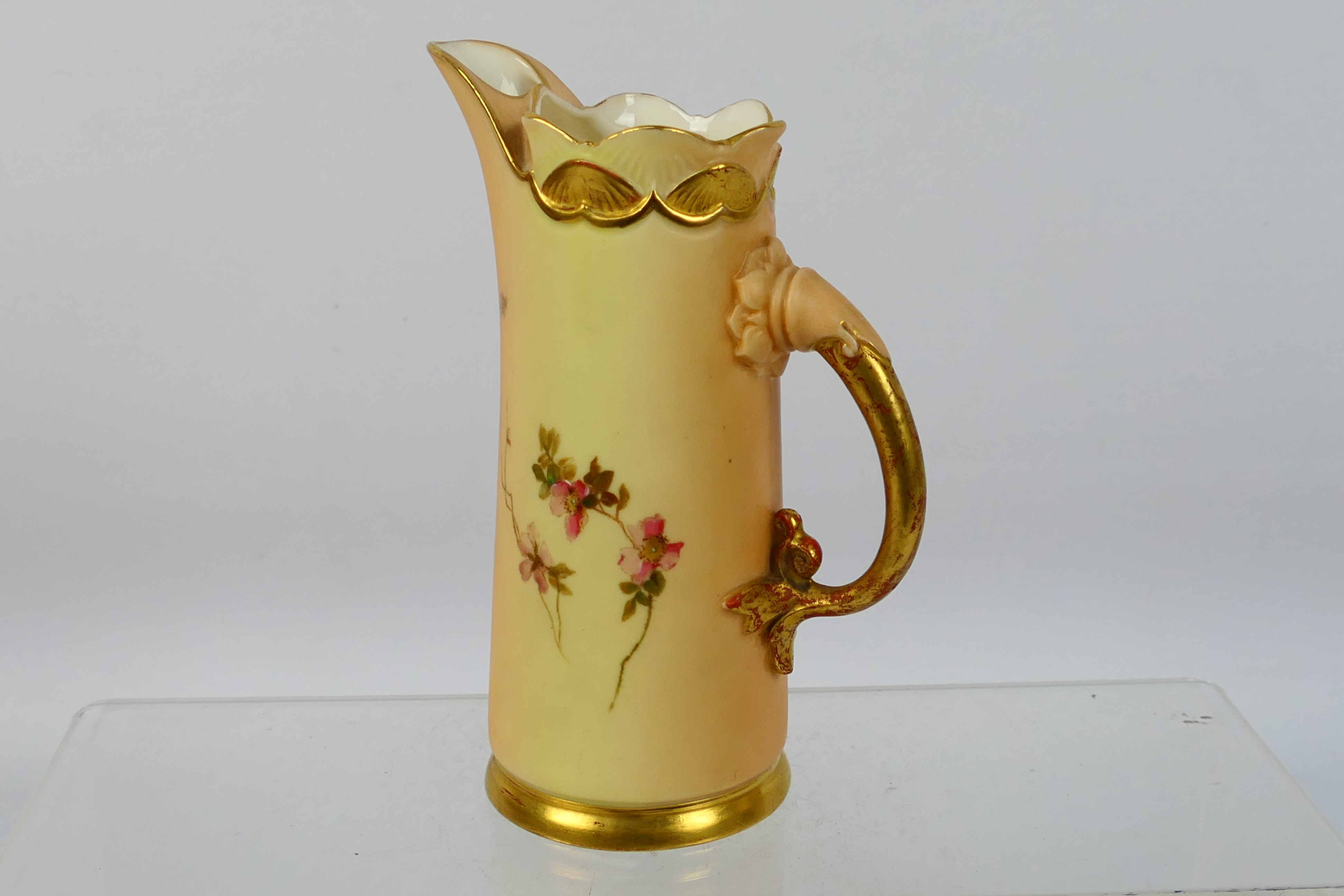 A late Victorian Royal Worcester blush ivory and gilt jug, shape 1229, - Image 3 of 7