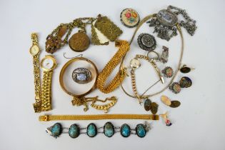 Costume jewellery to include an Italian silver gilt choker necklace, approximately 42 cm (l),