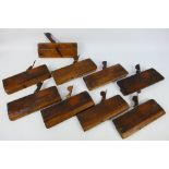 Nine antique moulding planes to include John Moseley & Sons.