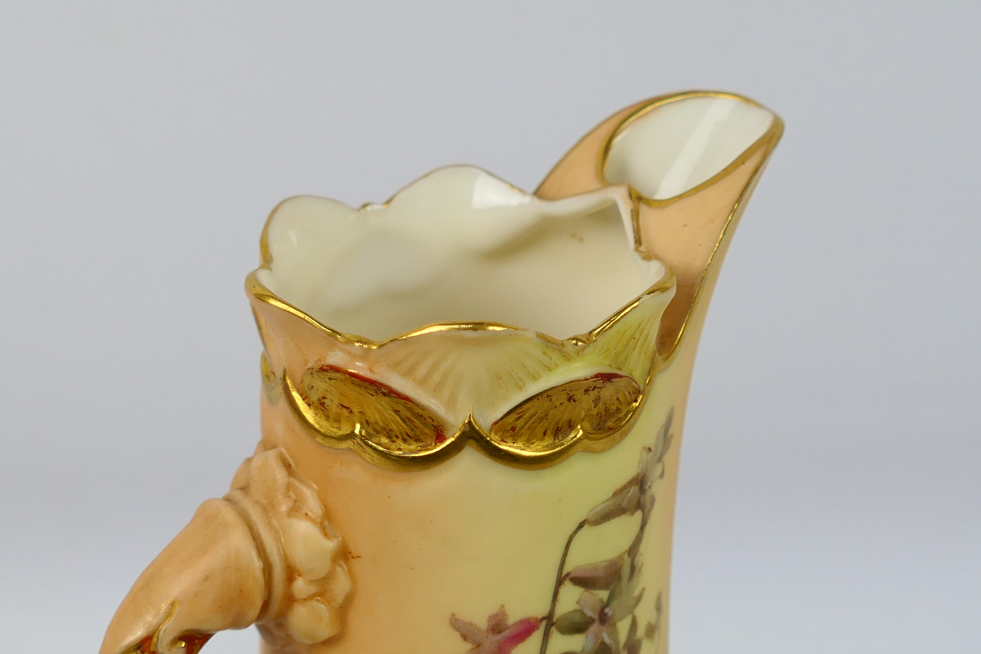 A late Victorian Royal Worcester blush ivory and gilt jug, shape 1229, - Image 5 of 7