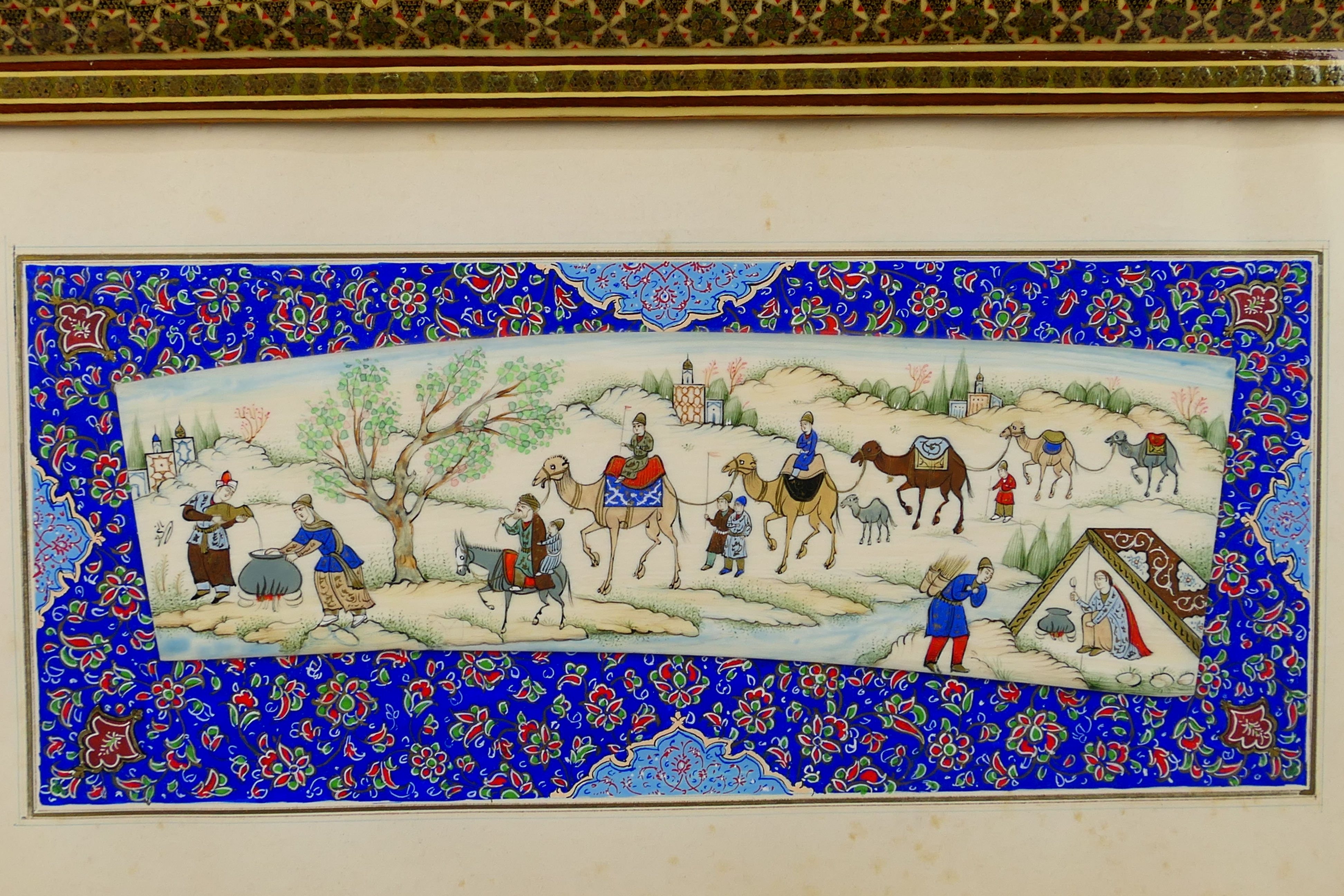 Two Persian miniature paintings on ivorine, - Image 2 of 8
