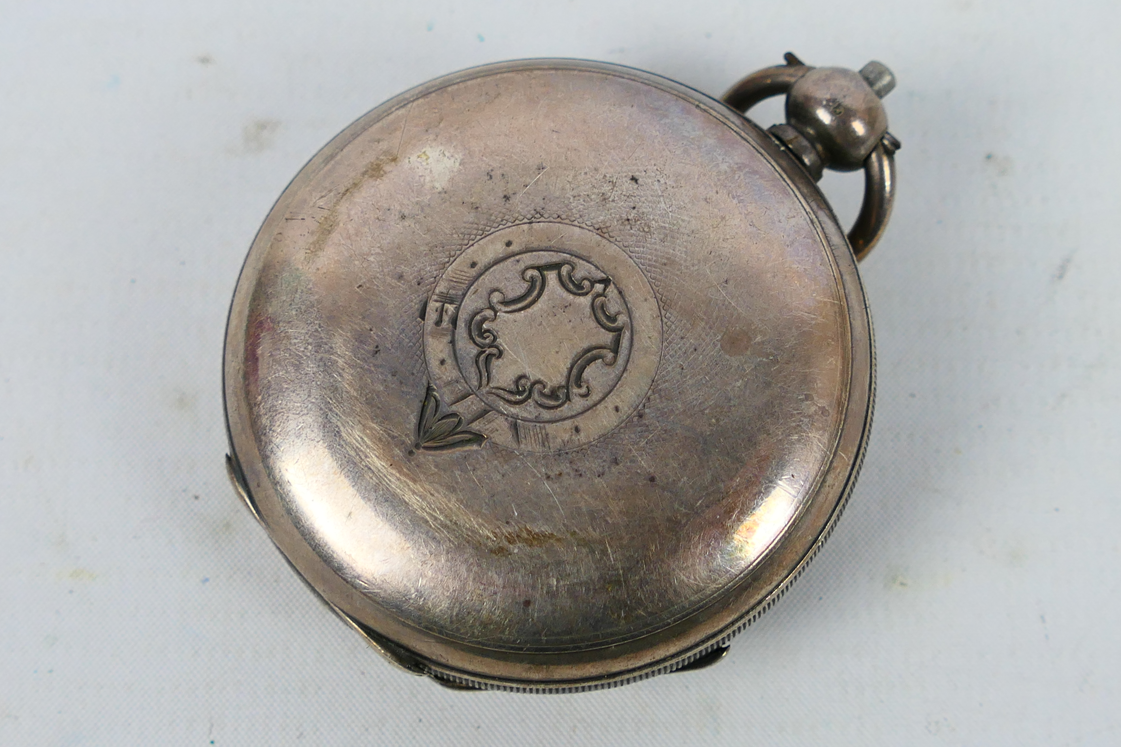 A Victorian silver cased, open face pocket watch, the case of Birmingham assay 1892, - Image 3 of 7