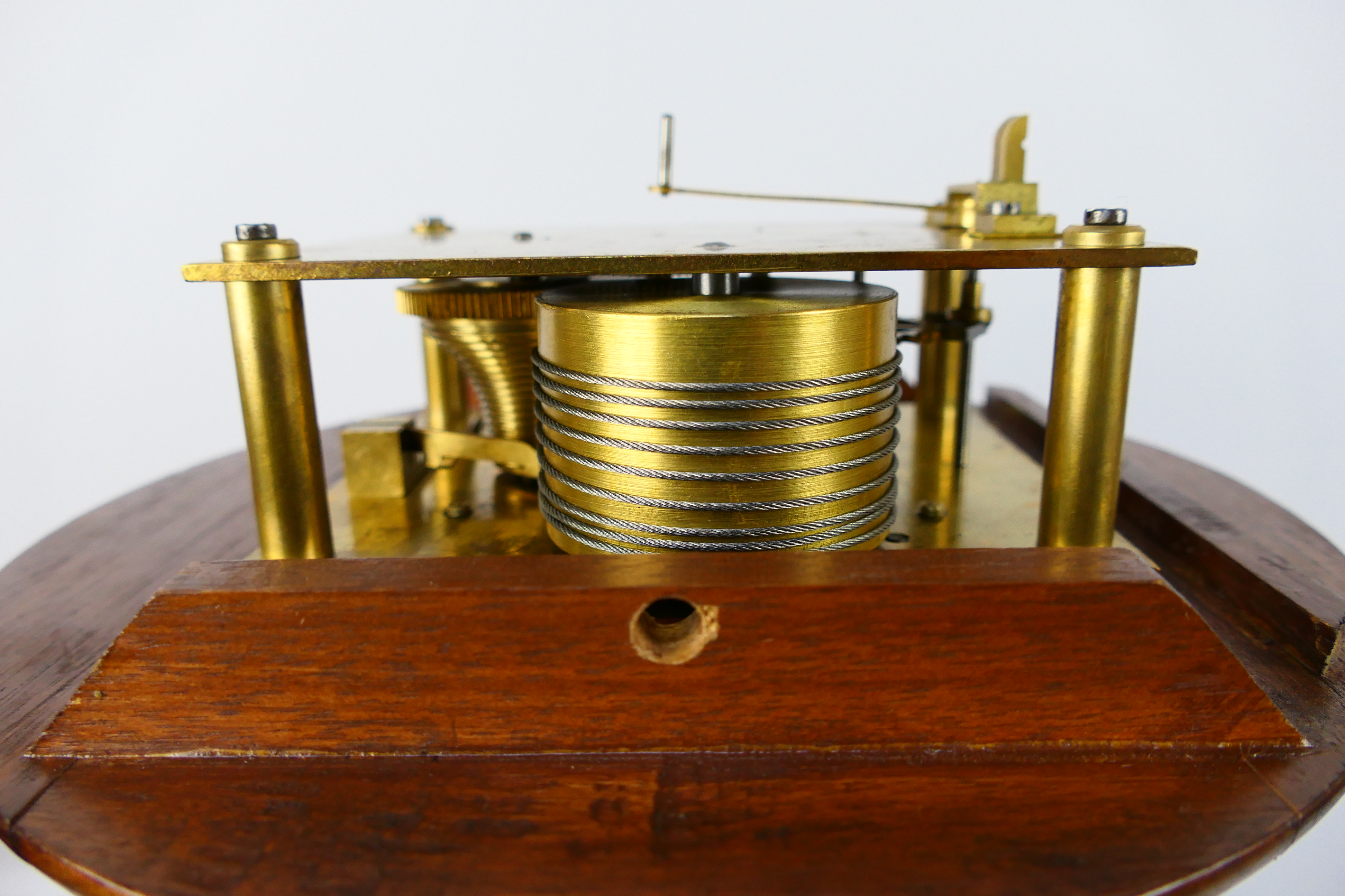 A fusee drop dial wall clock, stained and polished case, - Image 8 of 10