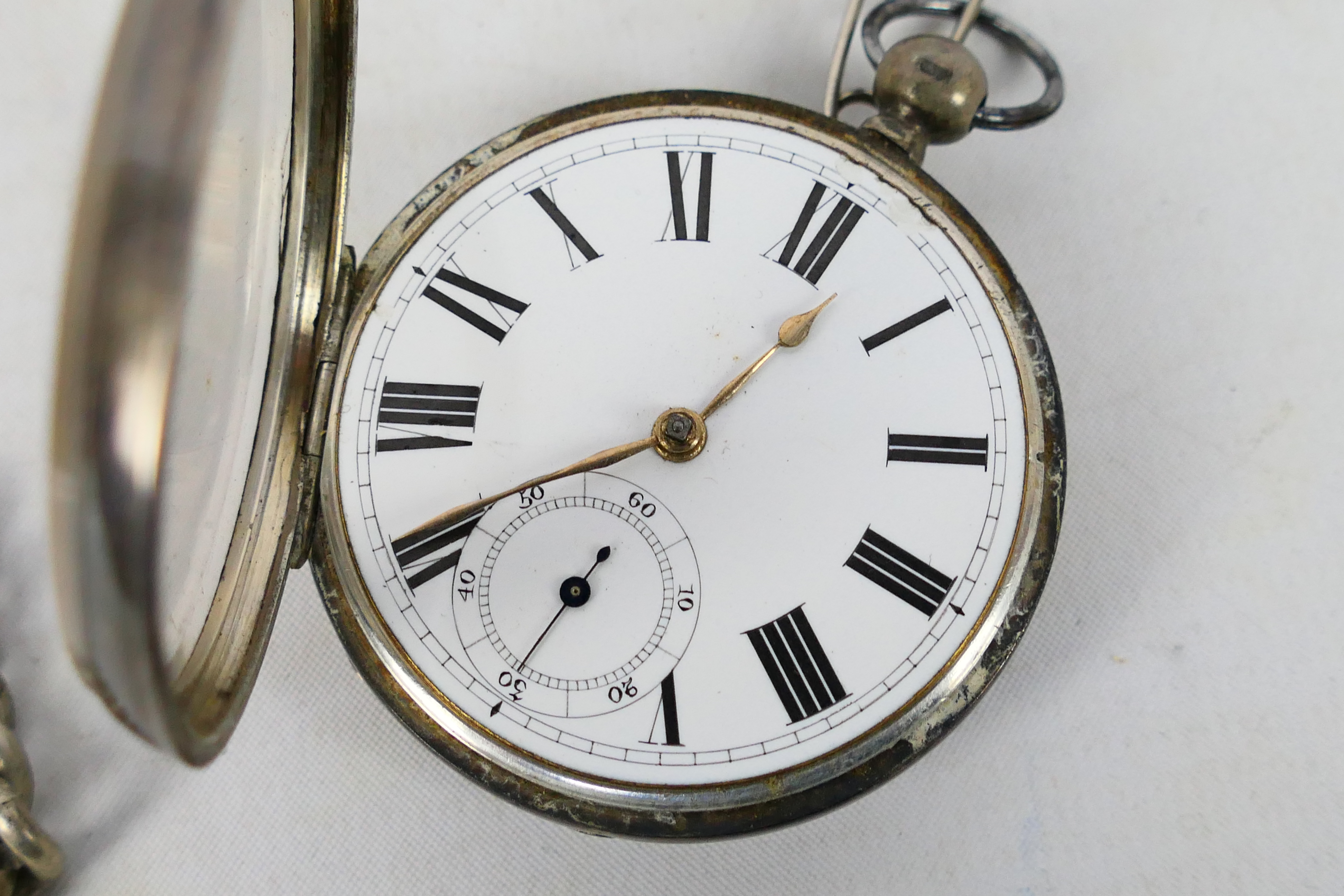 A Victorian silver cased, open face, pocket watch, the case of Birmingham assay 1883, - Image 5 of 9