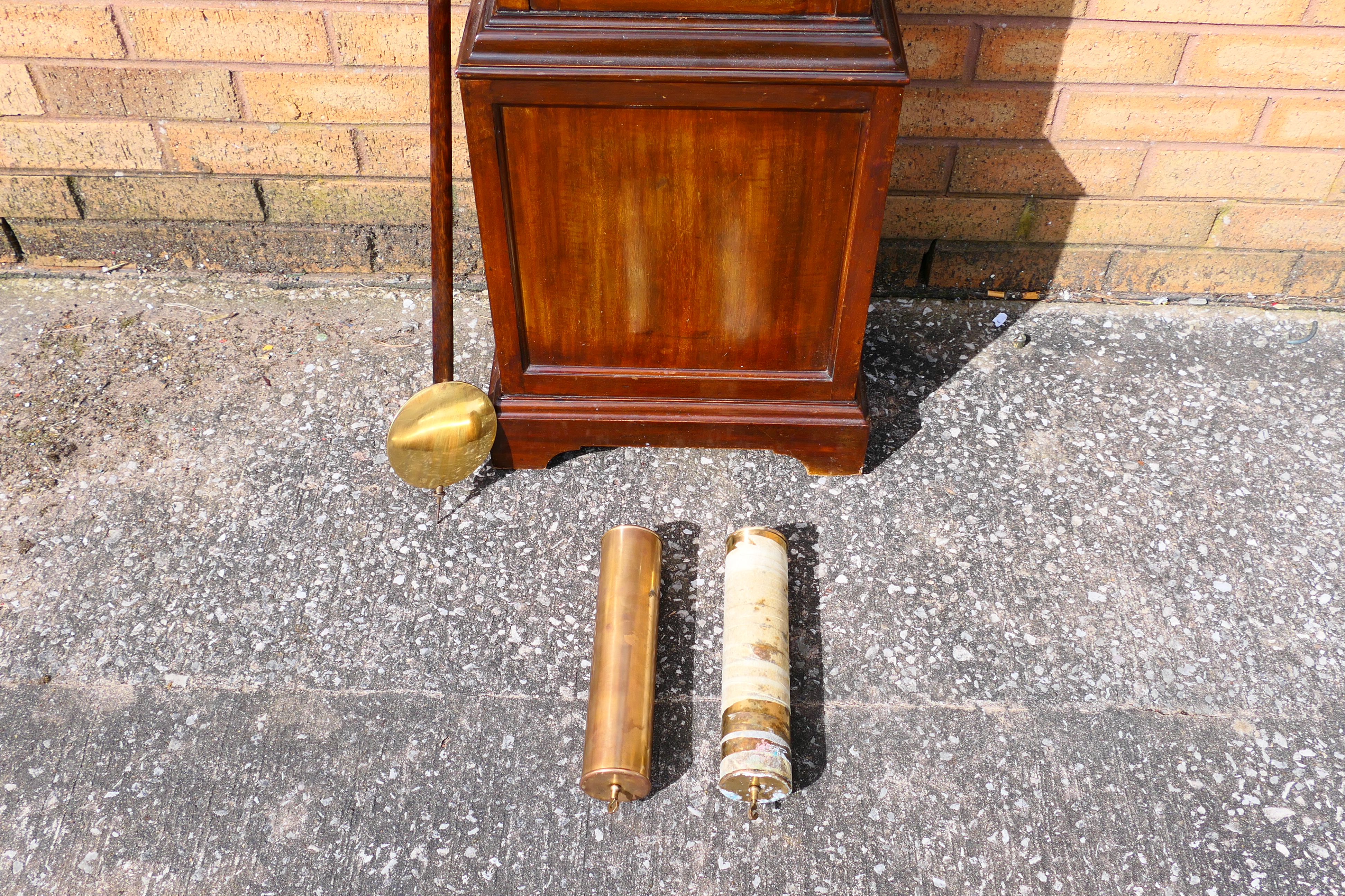 An early 20th century, oak cased grandmother clock, glazed door, - Image 3 of 11