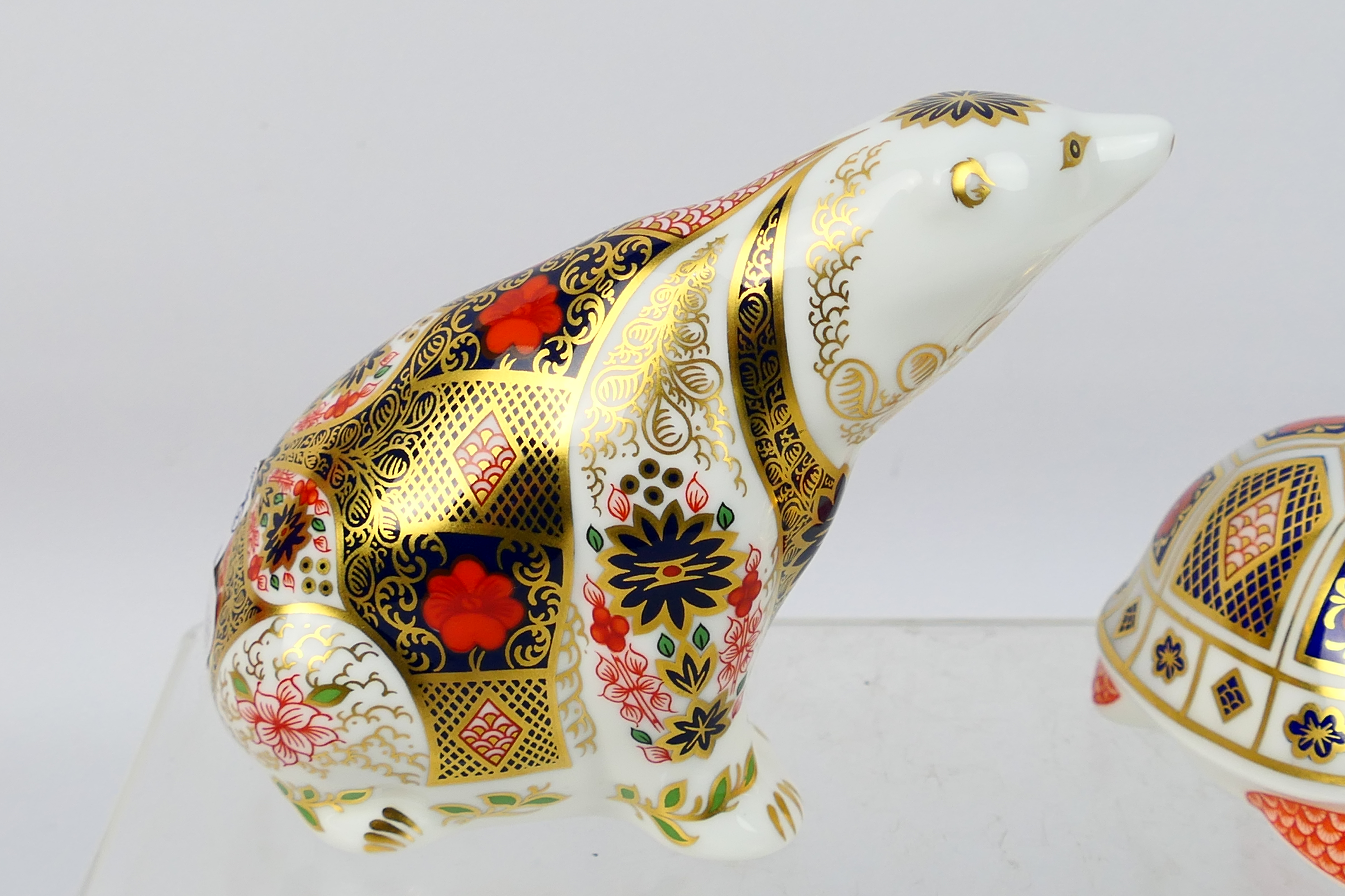 Royal Crown Derby - Two paperweights comprising Old Imari Polar Bear (silver stopper) and Tortoise, - Image 3 of 8