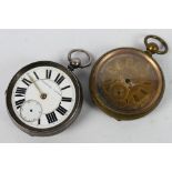 A silver cased, open face pocket watch,