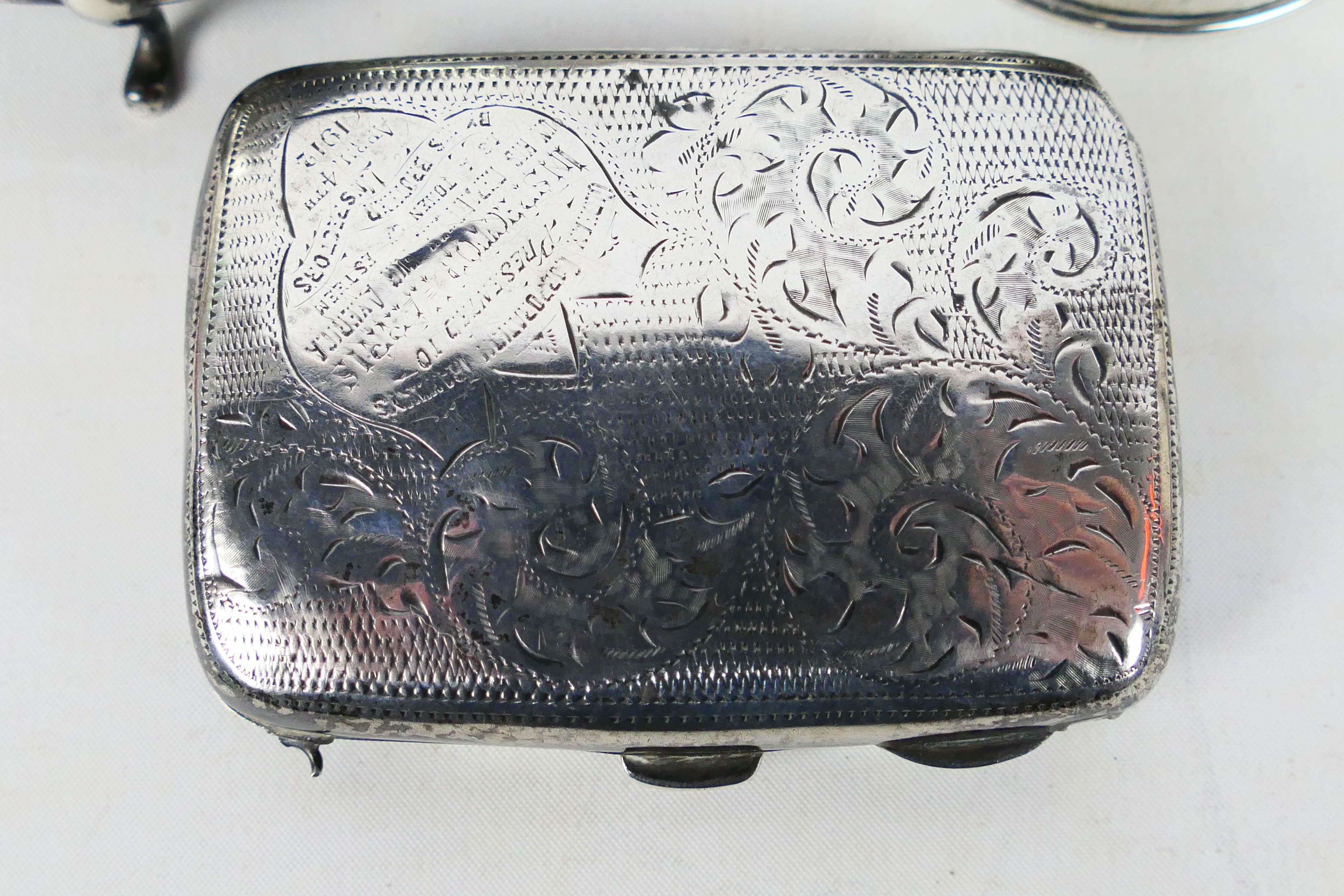 Three pieces of silver to include an Edward VII cigarette case engraved to the cover Oldham - Image 2 of 11