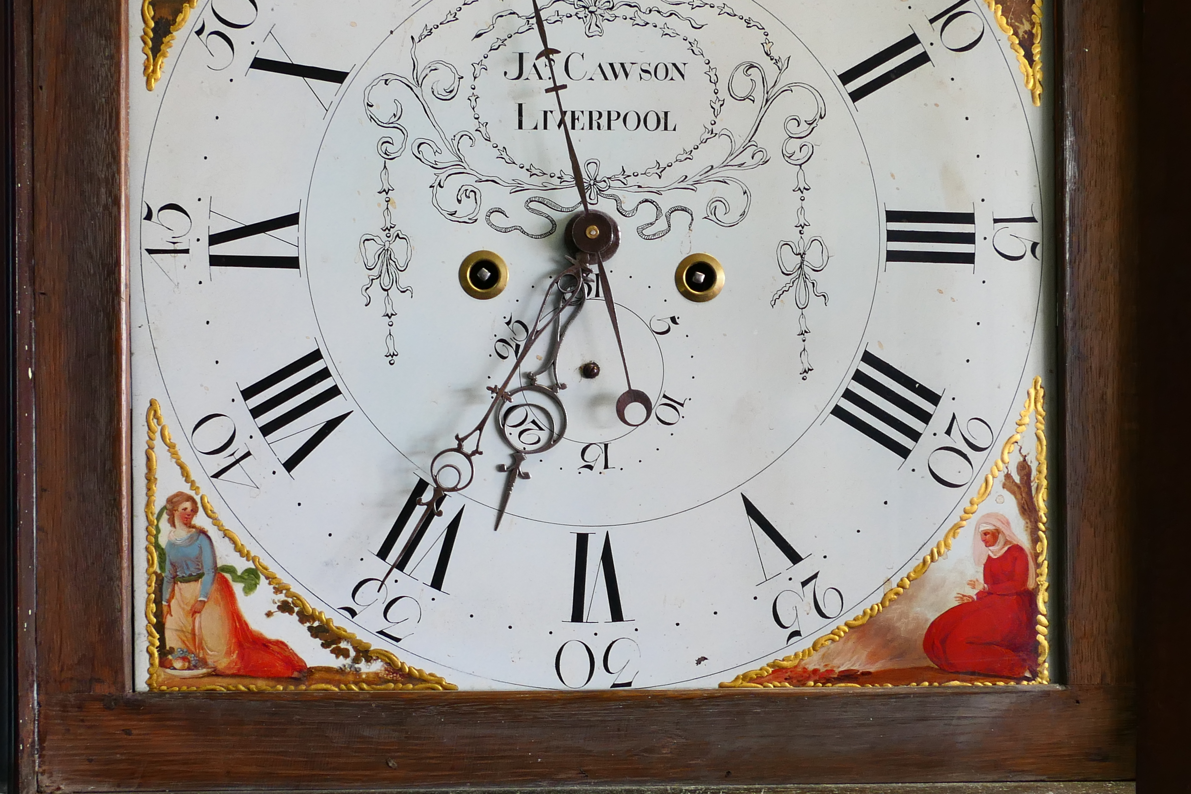 A late 18th century mahogany-cased 8-day longcase clock, signed to the arched, painted, - Image 31 of 34