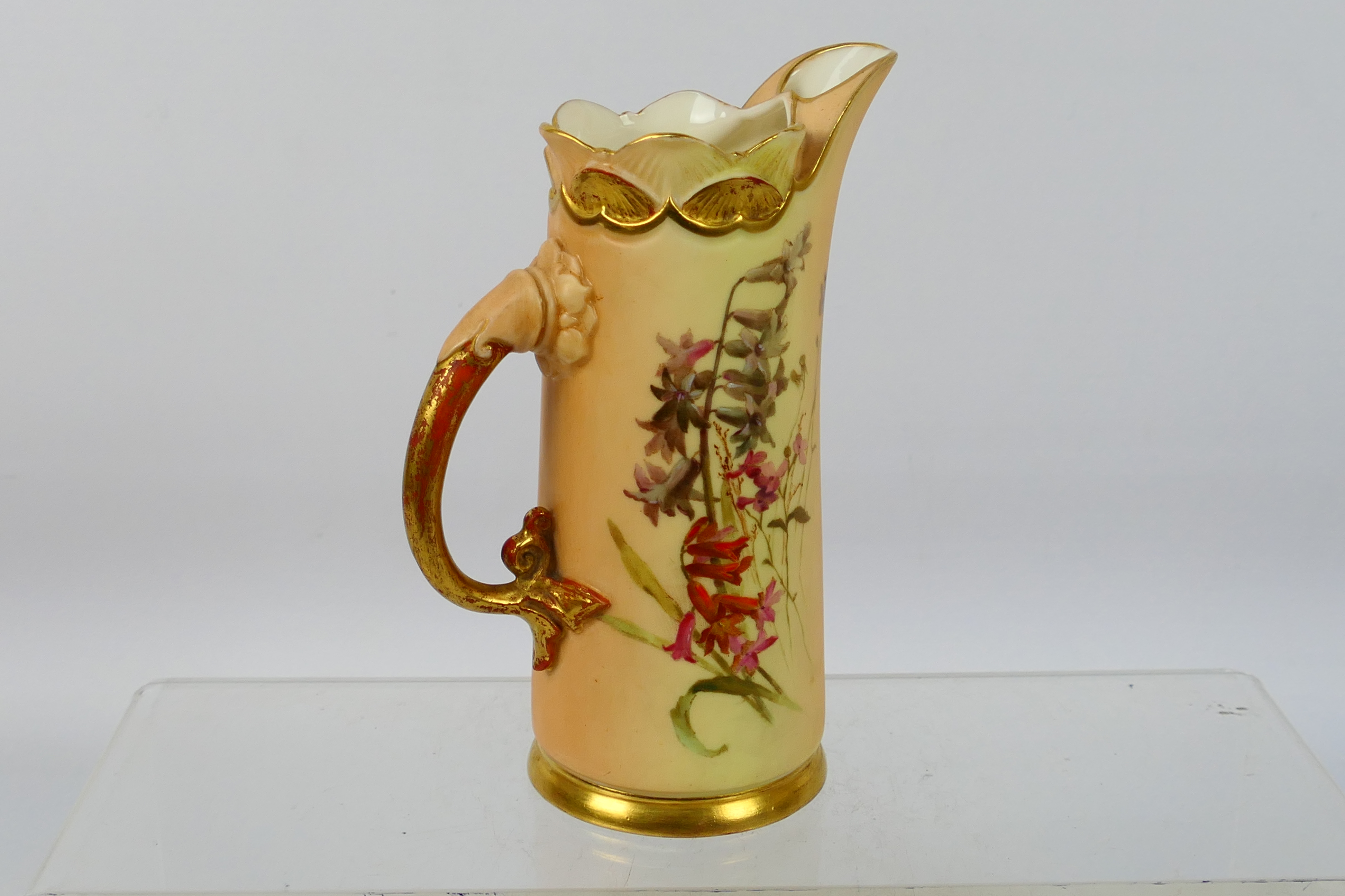 A late Victorian Royal Worcester blush ivory and gilt jug, shape 1229, - Image 2 of 7