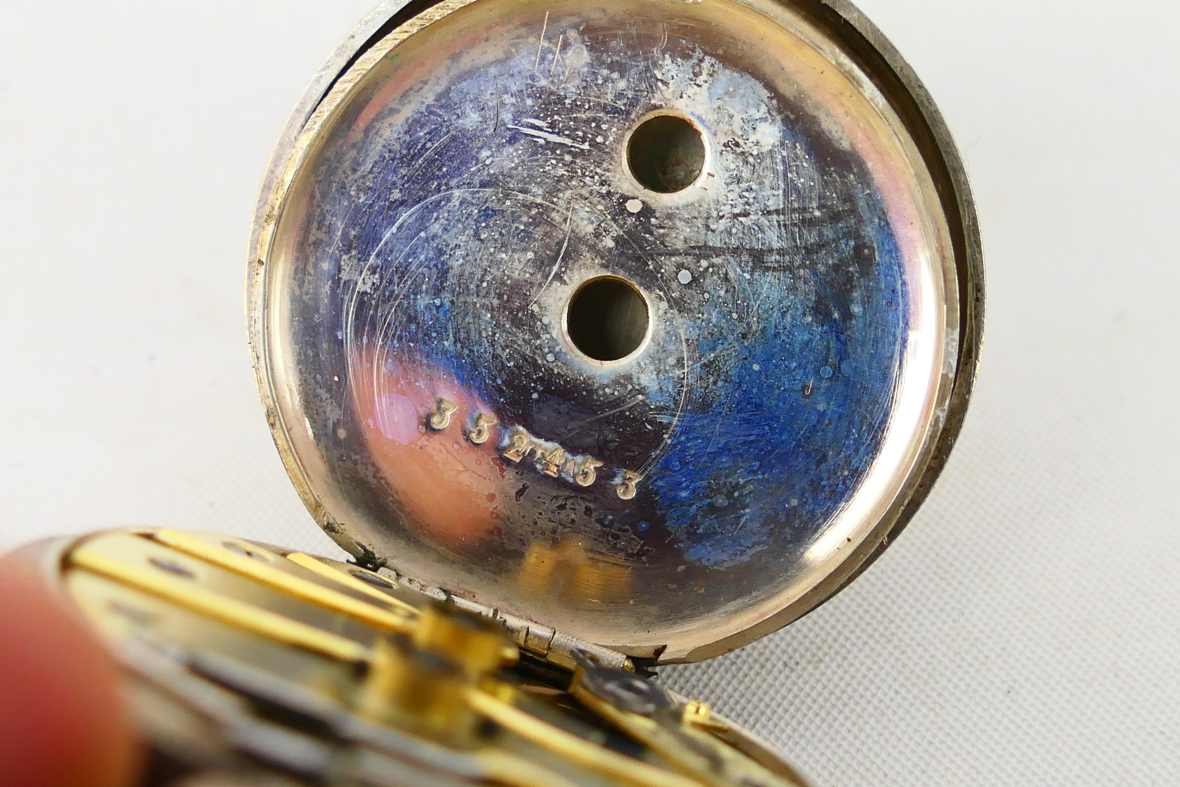 Two Swiss silver cased (one 935 fineness and one 800), open face pocket watches, - Image 9 of 10