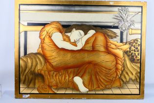 A stylised re-imagining of Flaming June, after Sir Frederick Leighton, approximately 76 cm x 102 cm.