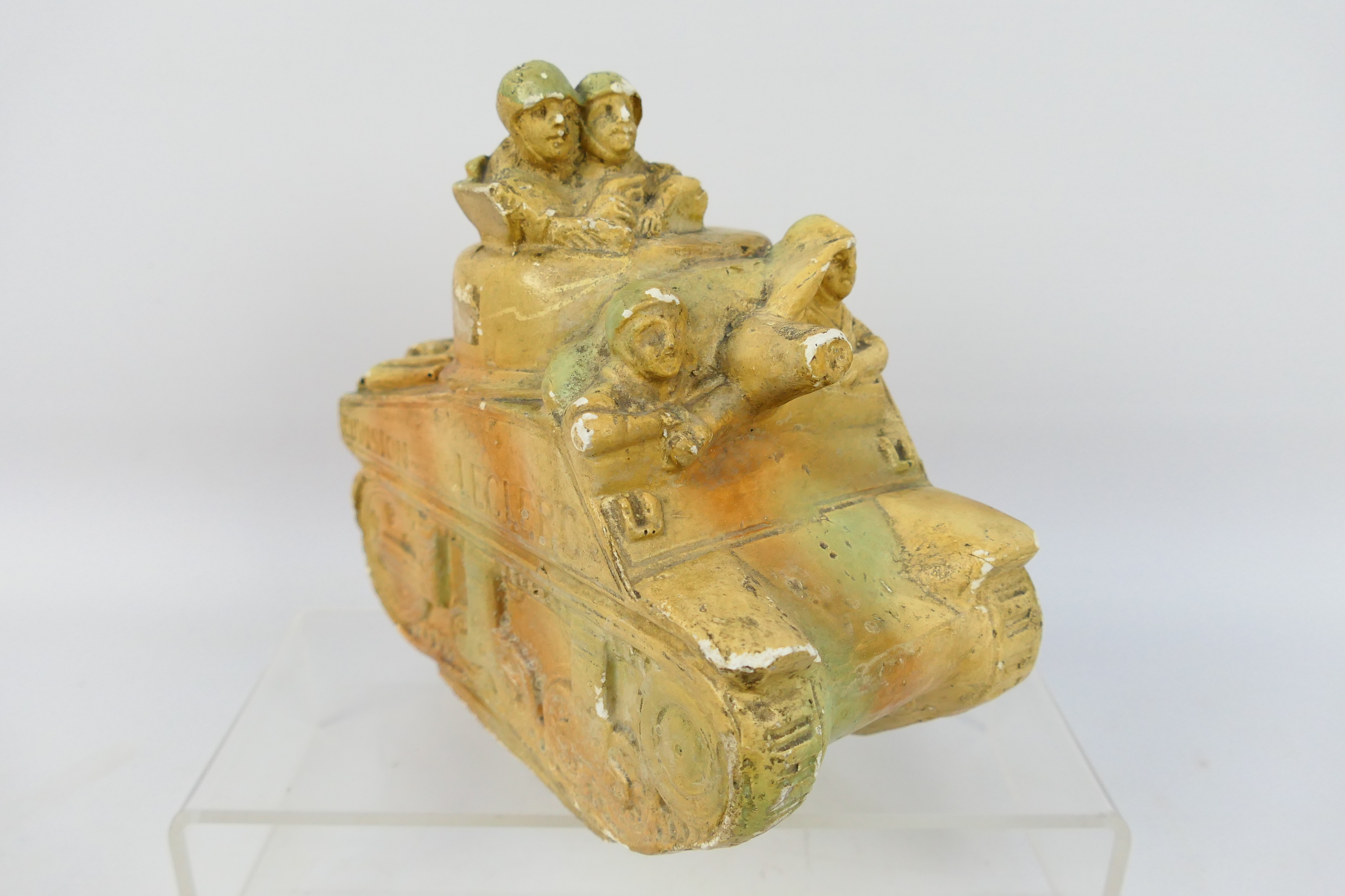 A ceramic model depicting a stylised French tank, - Image 4 of 6
