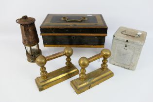 Lot to include a vintage safety lamp, camping stove and other.