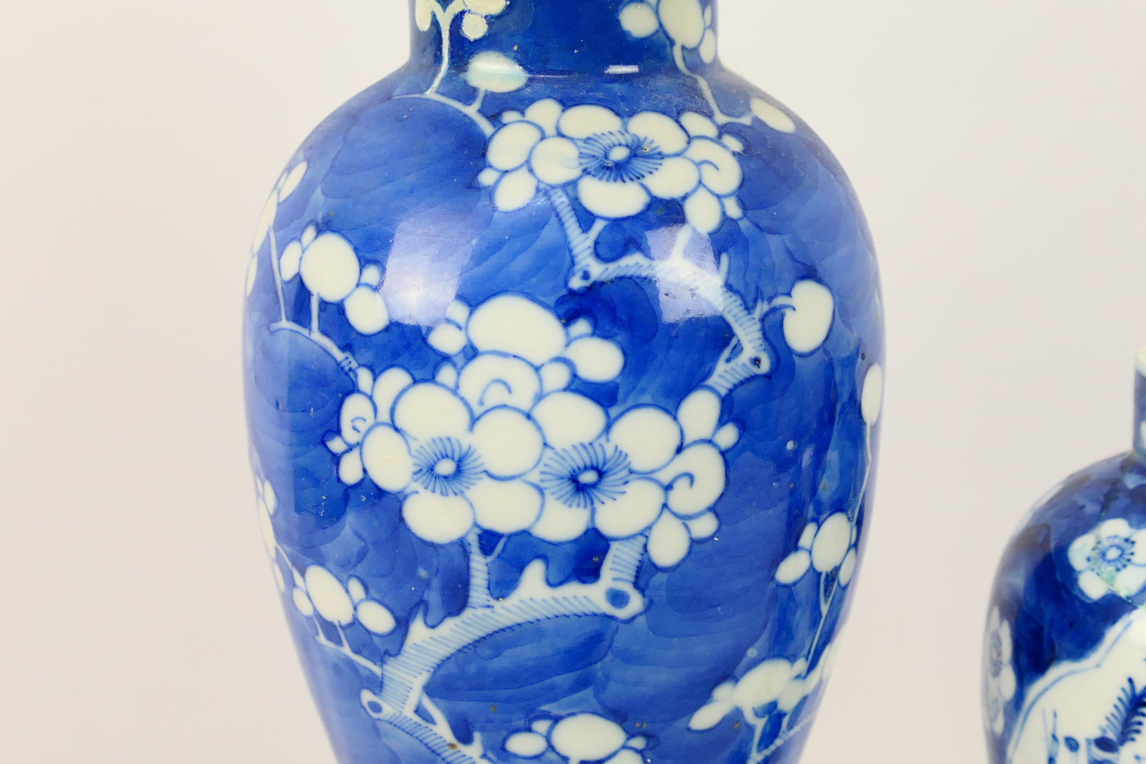 A Chinese blue and white jar and cover, decorated with prunus, - Image 3 of 23