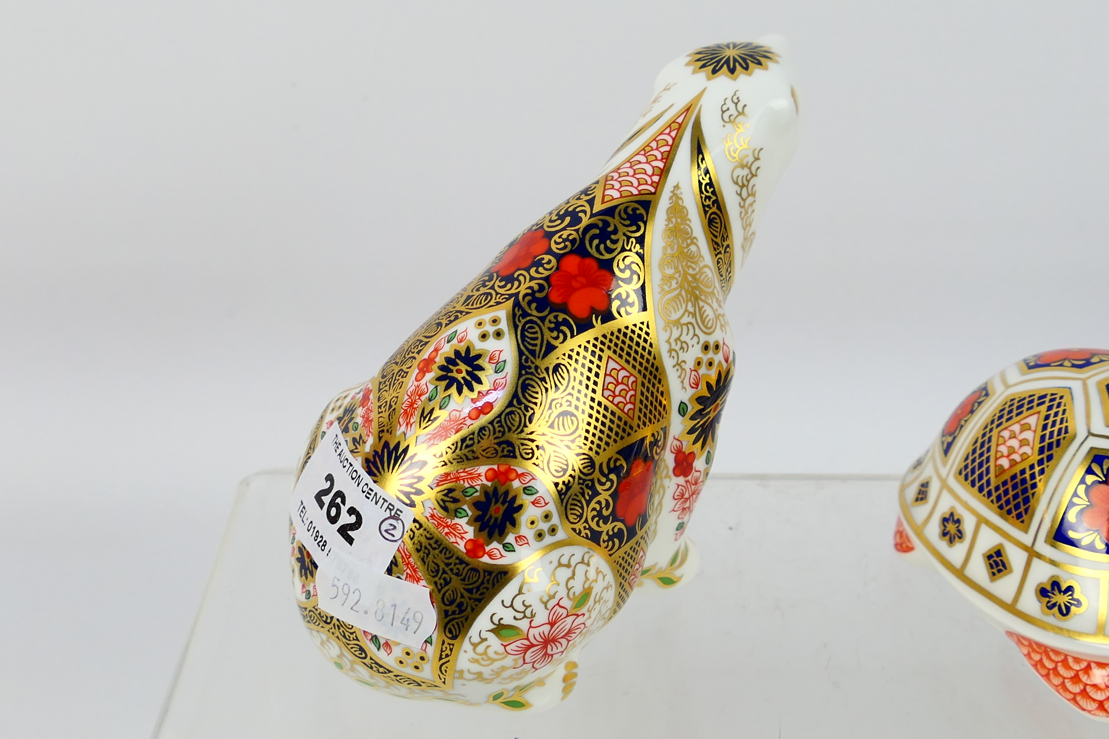 Royal Crown Derby - Two paperweights comprising Old Imari Polar Bear (silver stopper) and Tortoise, - Image 4 of 8
