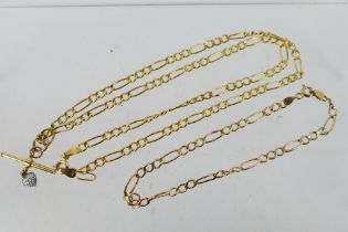 A 9ct yellow gold necklace with stone set pendant, 44 cm (l) and a 9ct yellow gold bracelet,