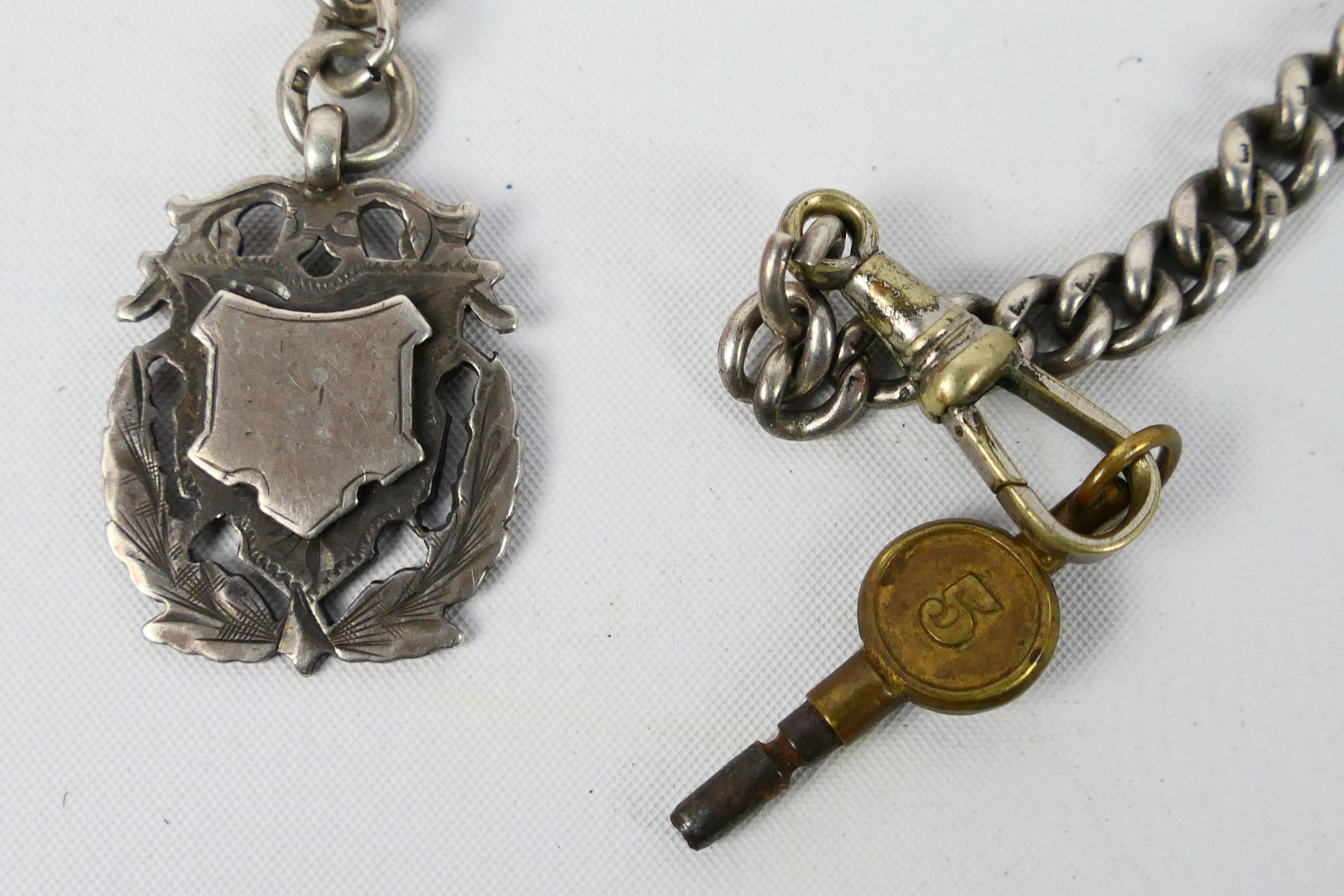 A silver watch chain, - Image 2 of 7