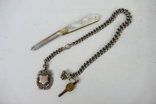 A silver watch chain,