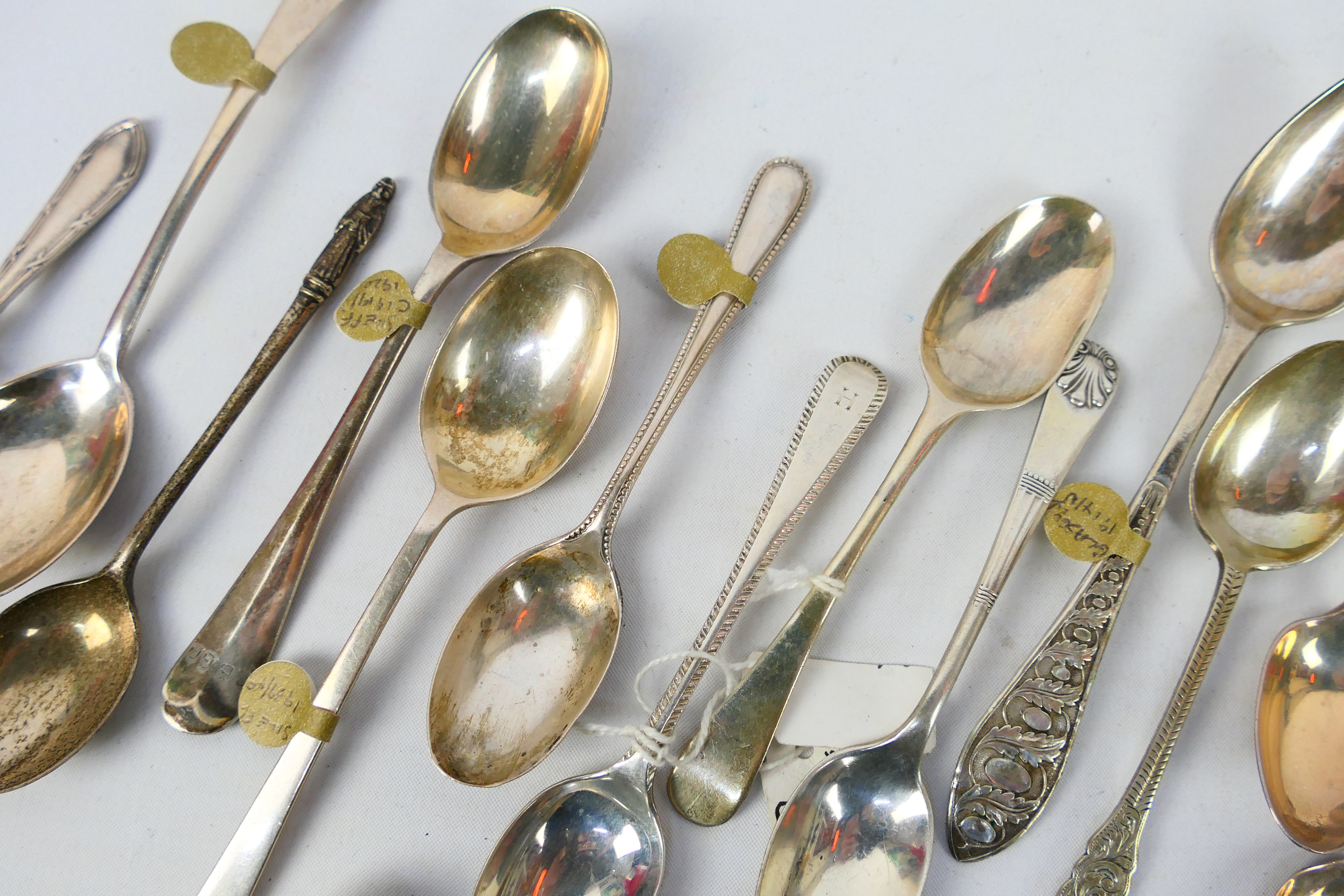 A collection of silver spoons, various assay and date marks, approximately 282 grams / 9 ozt. - Image 4 of 11