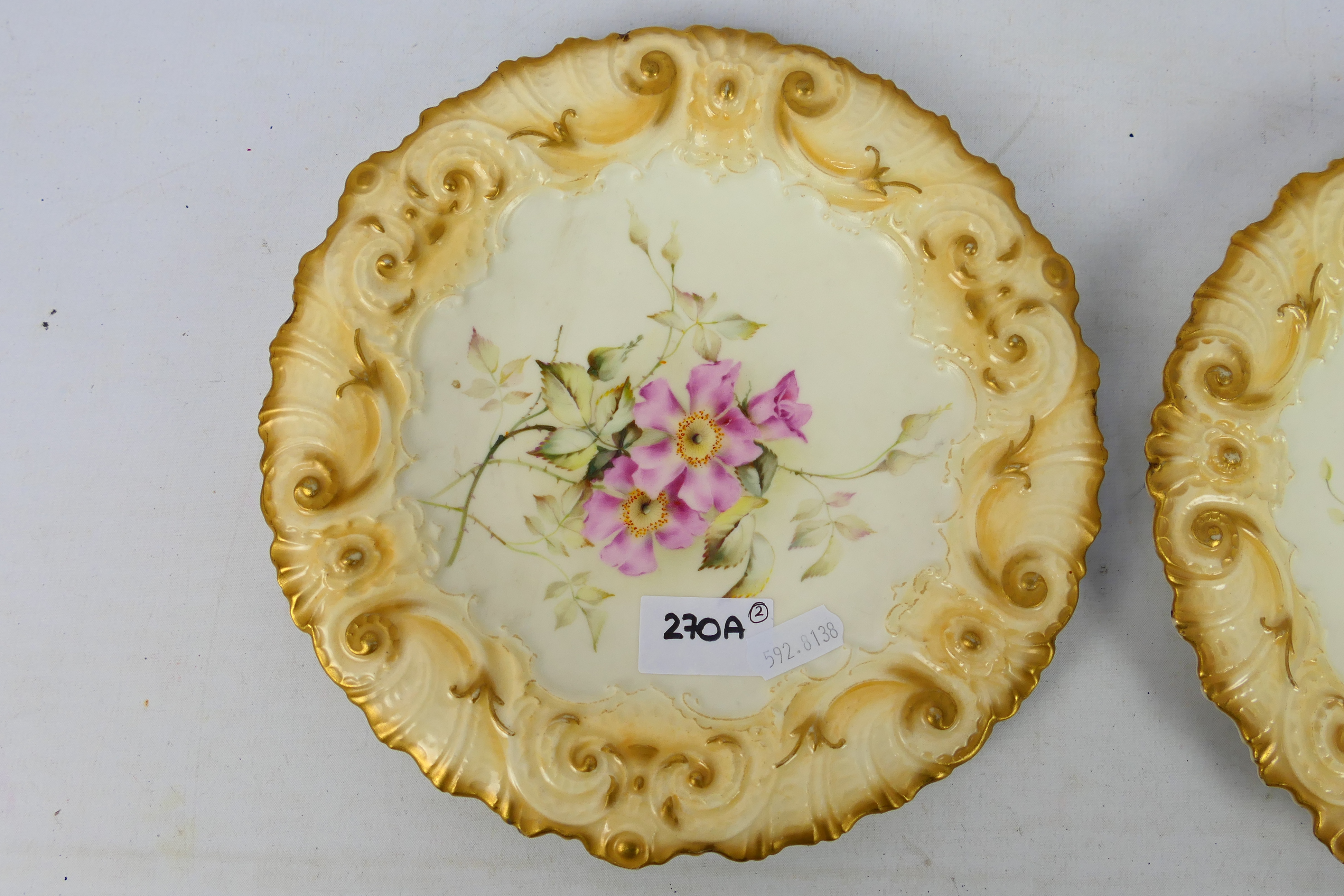 A pair of late 19th century Royal Worcester cabinet plates, - Image 2 of 6