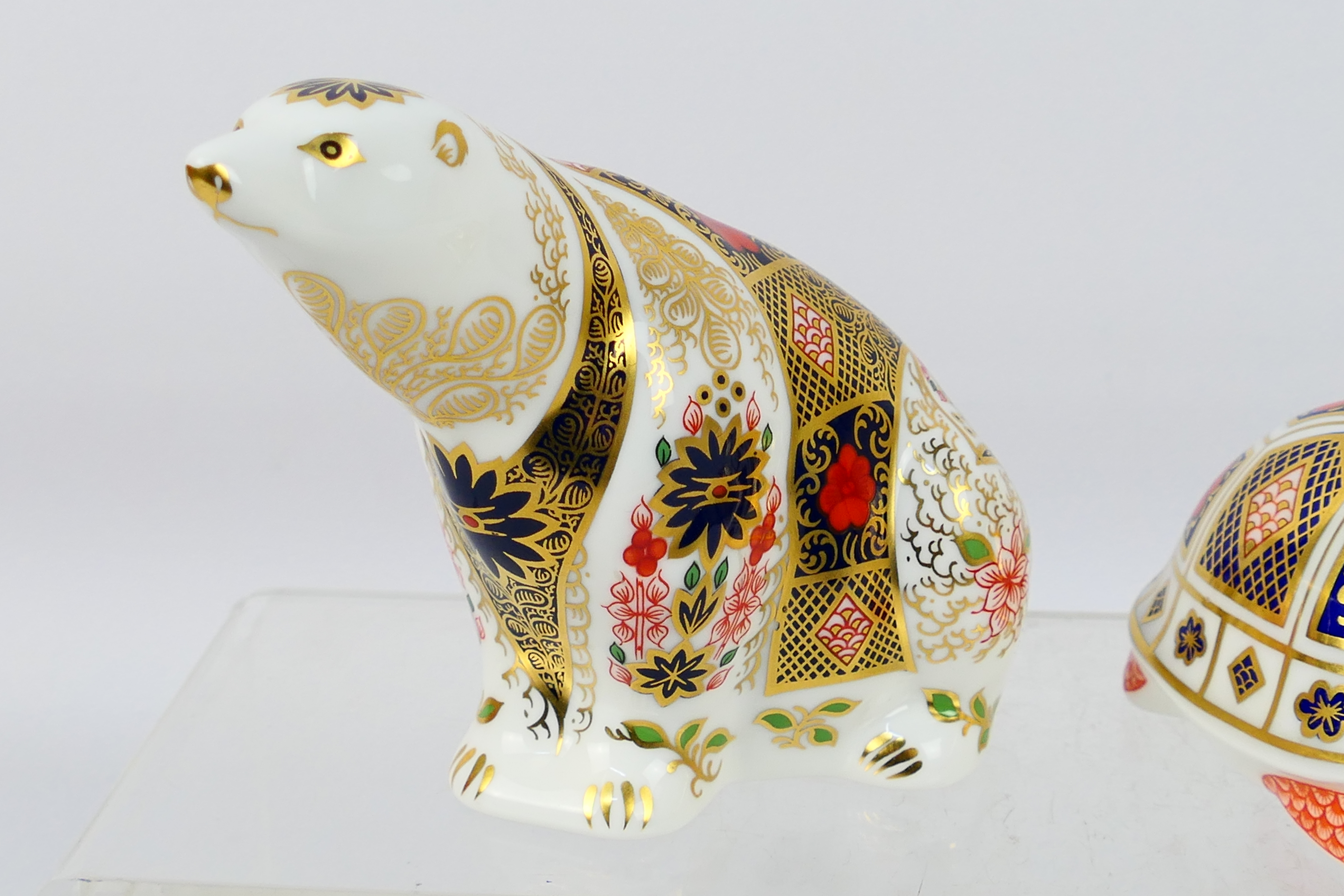 Royal Crown Derby - Two paperweights comprising Old Imari Polar Bear (silver stopper) and Tortoise, - Image 2 of 8