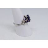 A 9ct white gold, stone set ring, size N, approximately 3.3 grams.