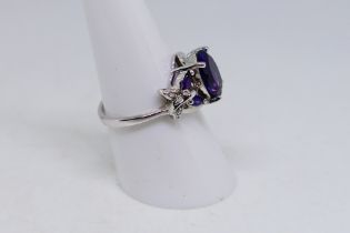 A 9ct white gold, stone set ring, size N, approximately 3.3 grams.