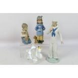 Lot comprising three Nao figures / groups, largest approximately 29 cm (h) and an Italian,