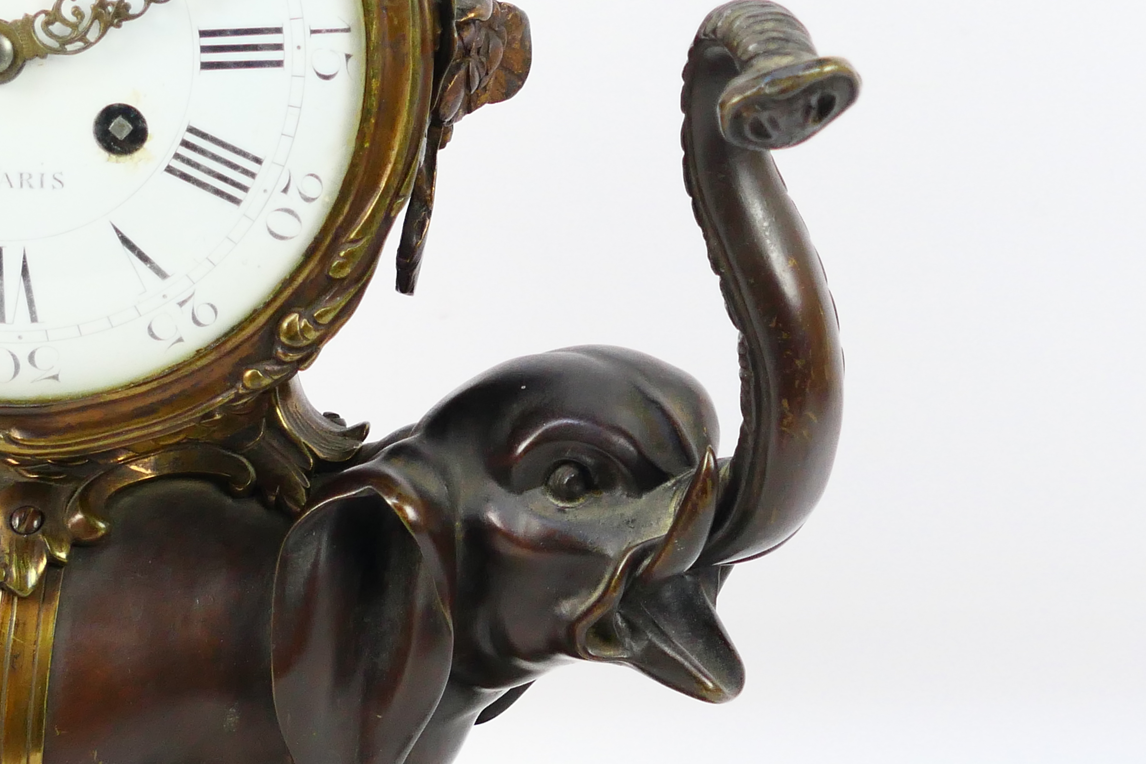 Thuillier, A Paris - a late 19th C French mantel clock of patinated bronze, - Image 6 of 15