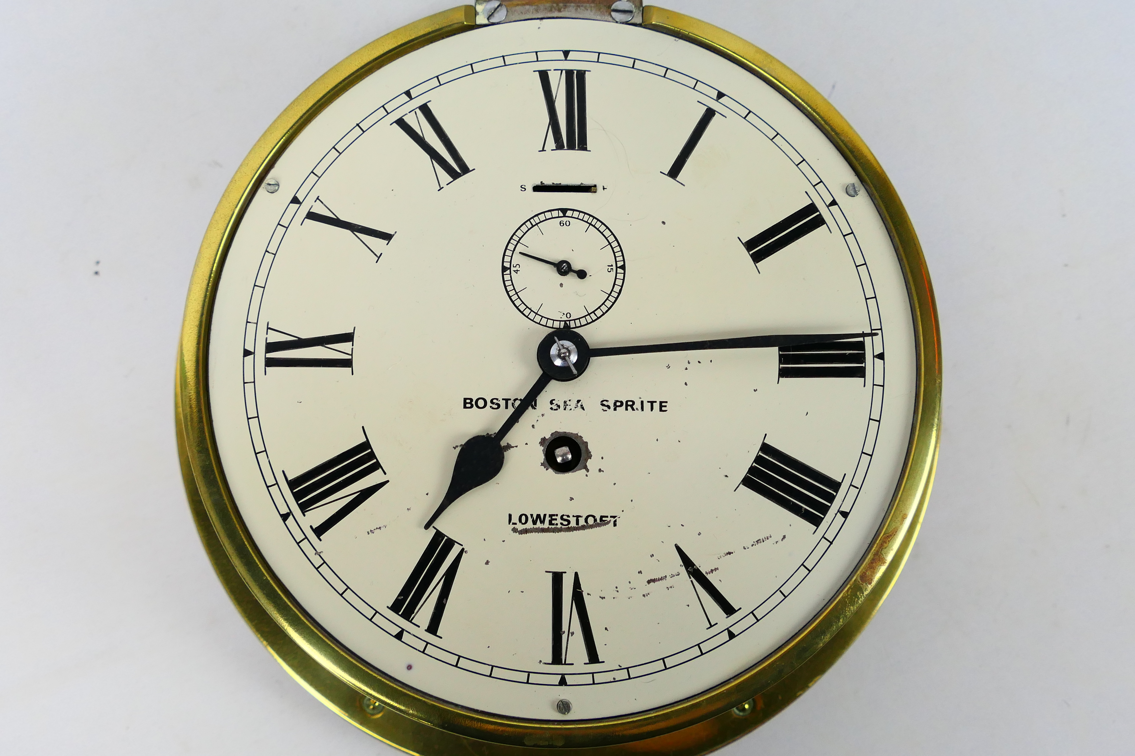 A brass-cased ships bulkhead clock, - Image 7 of 7