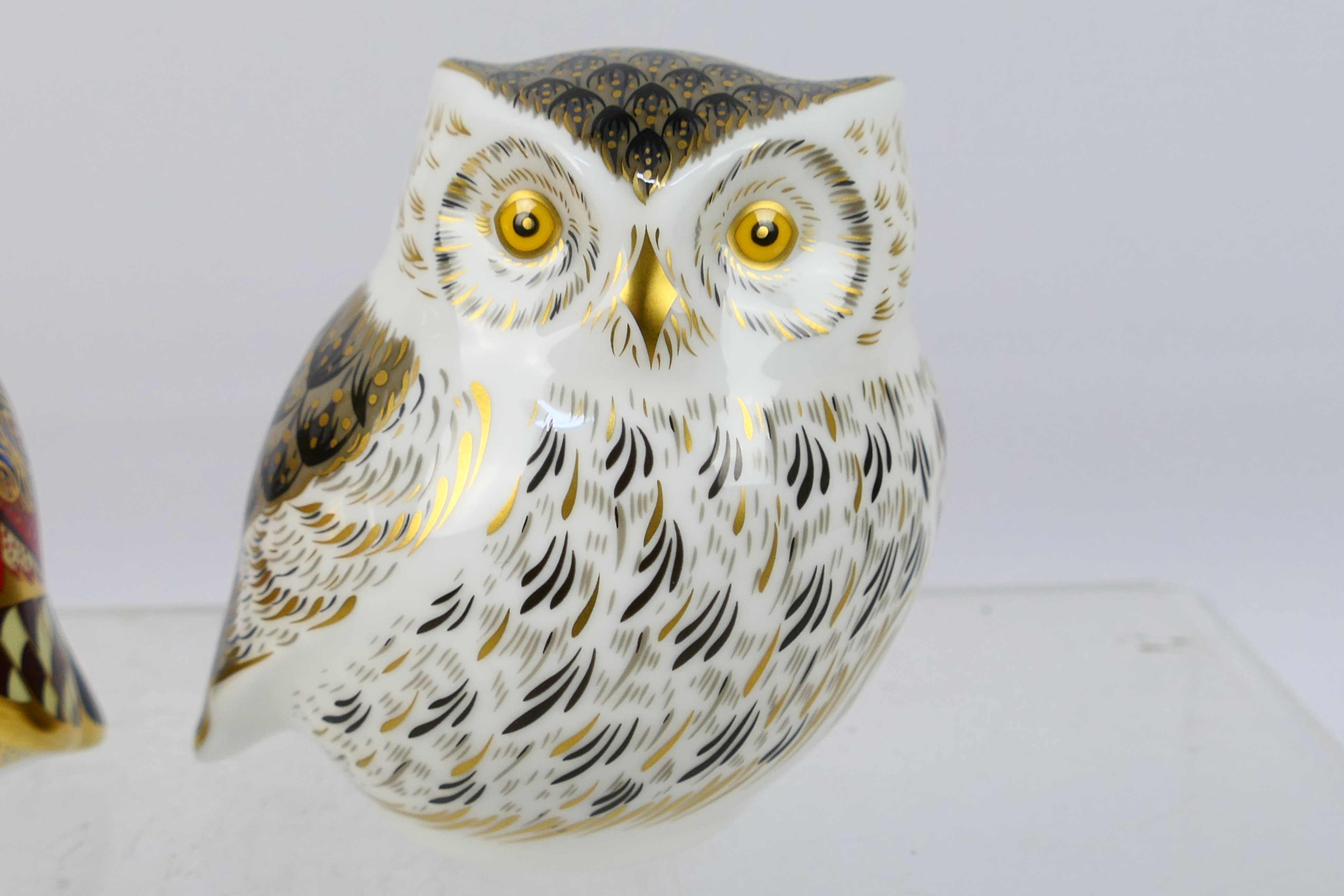 Royal Crown Derby - Two owl form paperweights comprising Athena Owl and Little Grey Owl, - Image 3 of 6