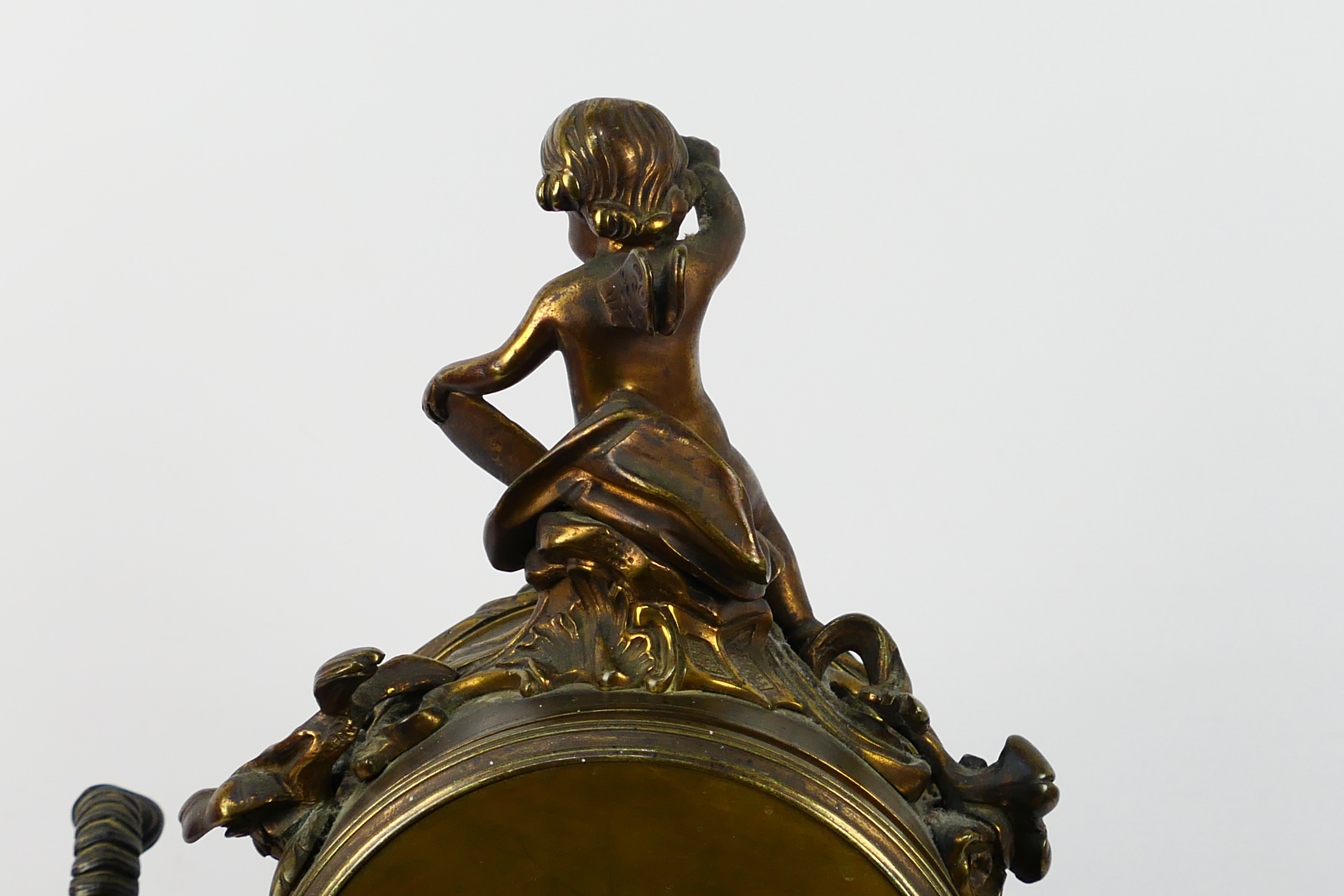 Thuillier, A Paris - a late 19th C French mantel clock of patinated bronze, - Image 9 of 15