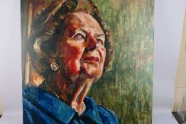 A large canvas print after Lorna May Wadsworth depicting Baroness Margaret Thatcher,