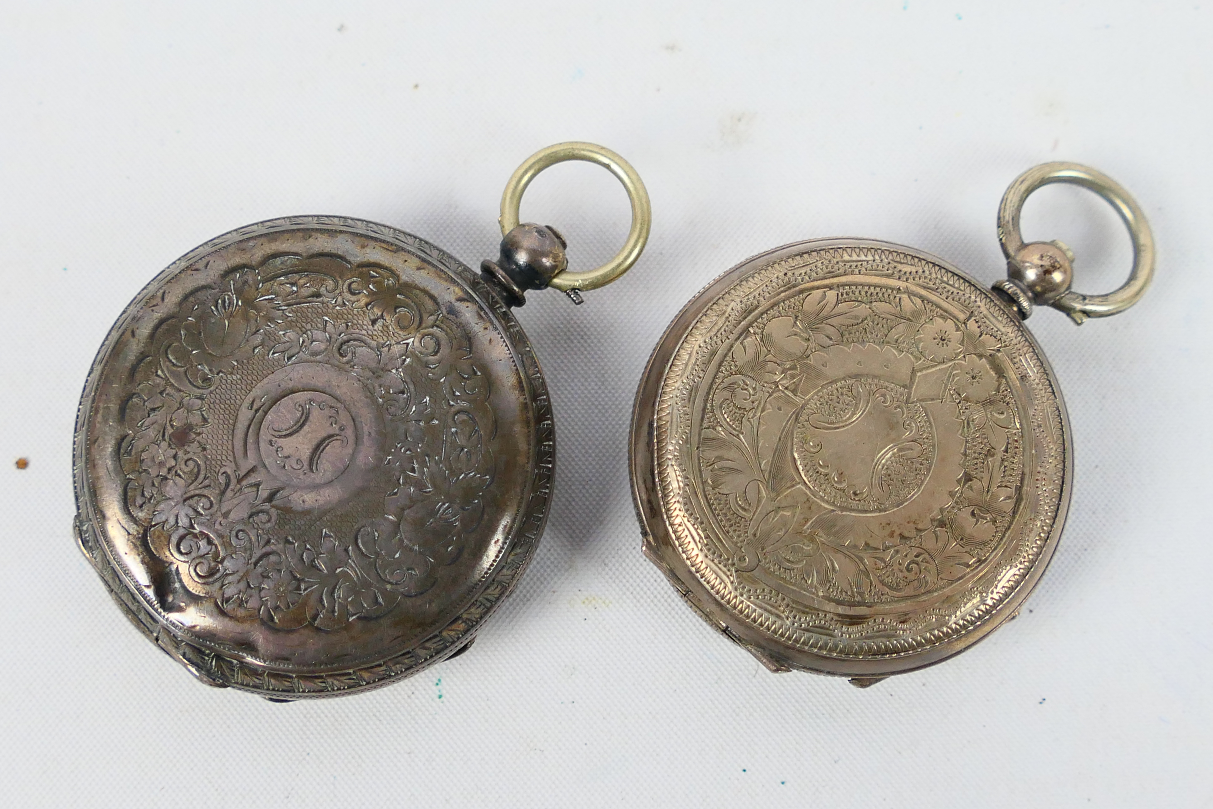 Two Swiss silver cased (one 935 fineness and one 800), open face pocket watches, - Image 2 of 10