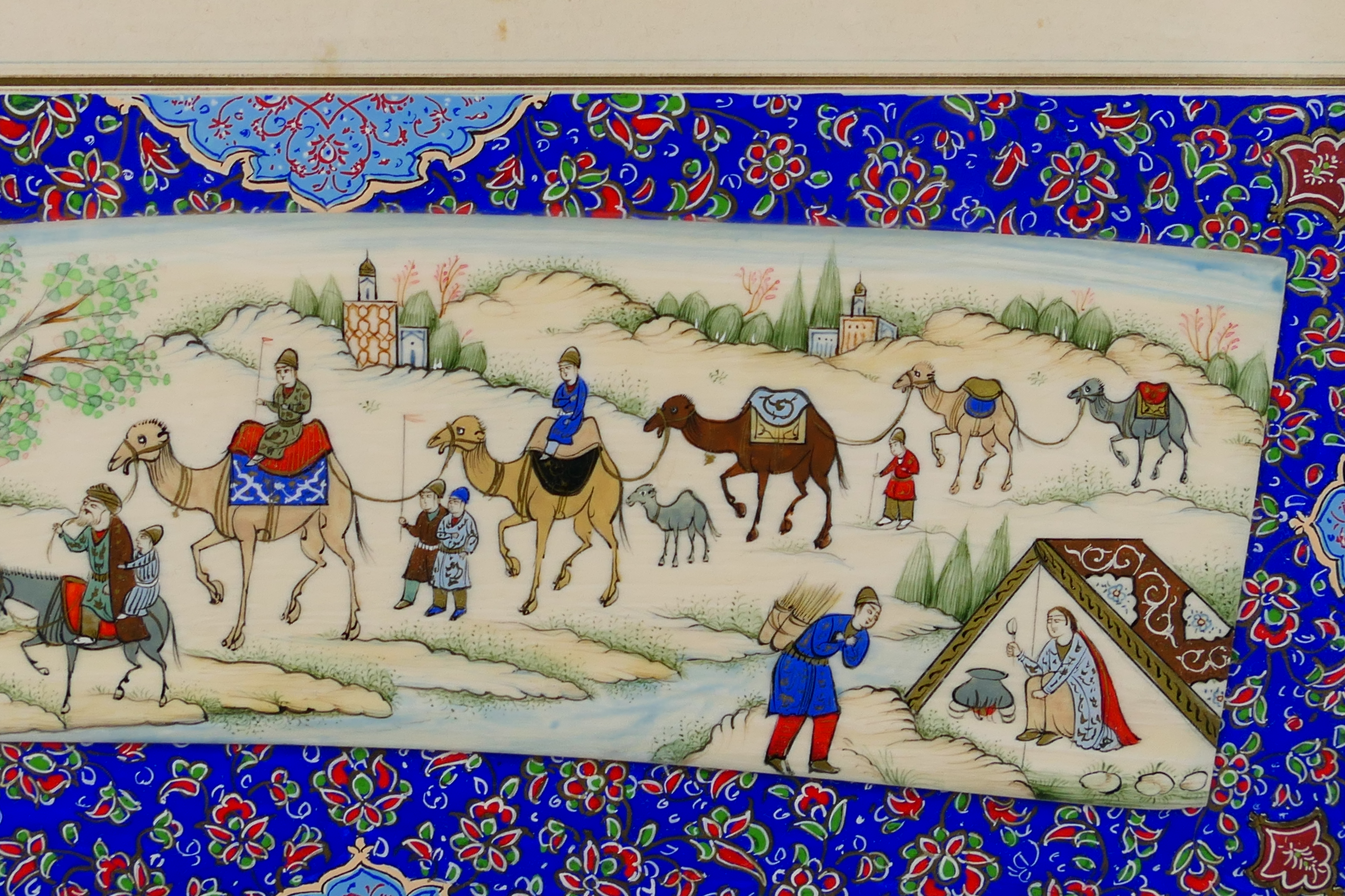 Two Persian miniature paintings on ivorine, - Image 4 of 8