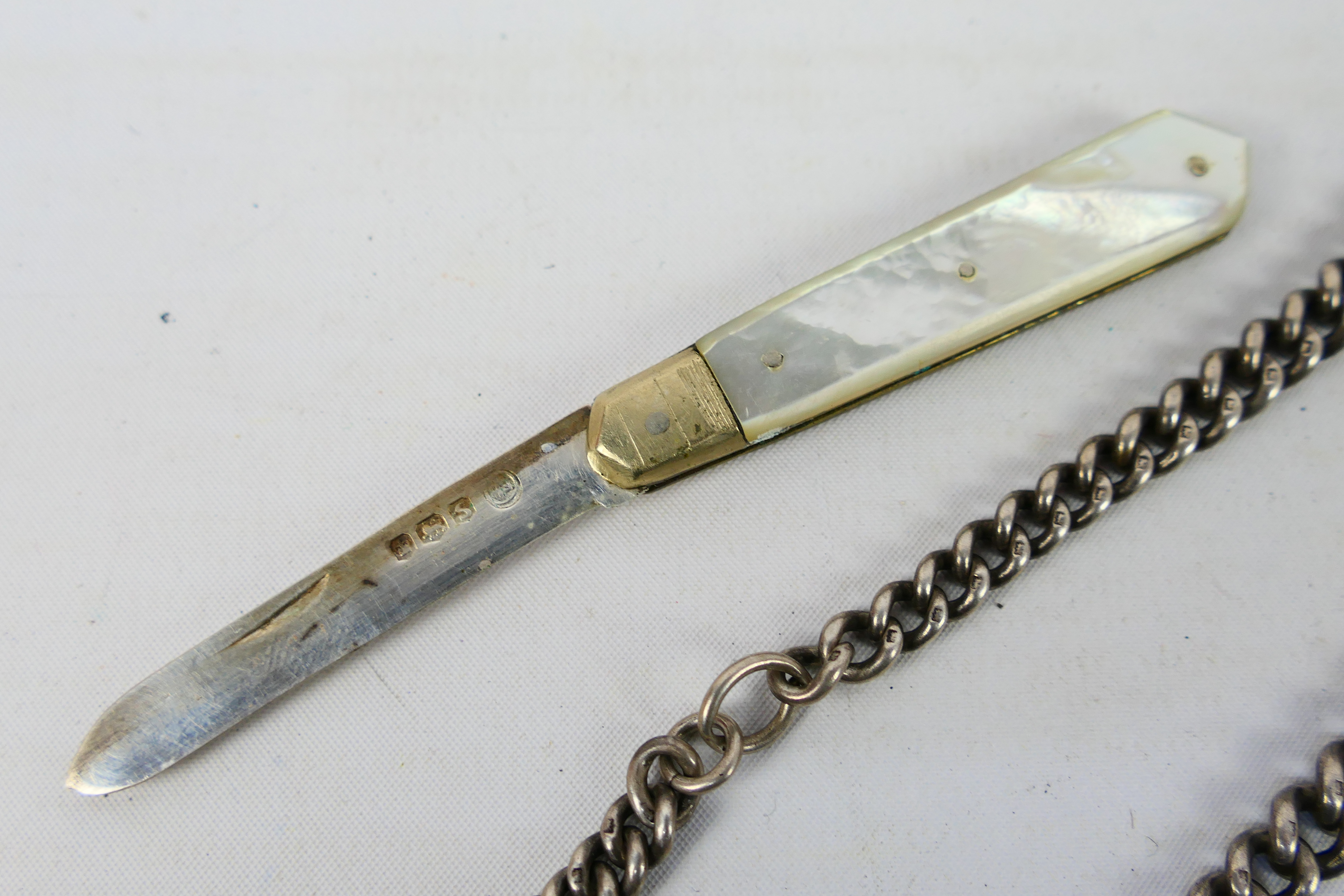 A silver watch chain, - Image 4 of 7