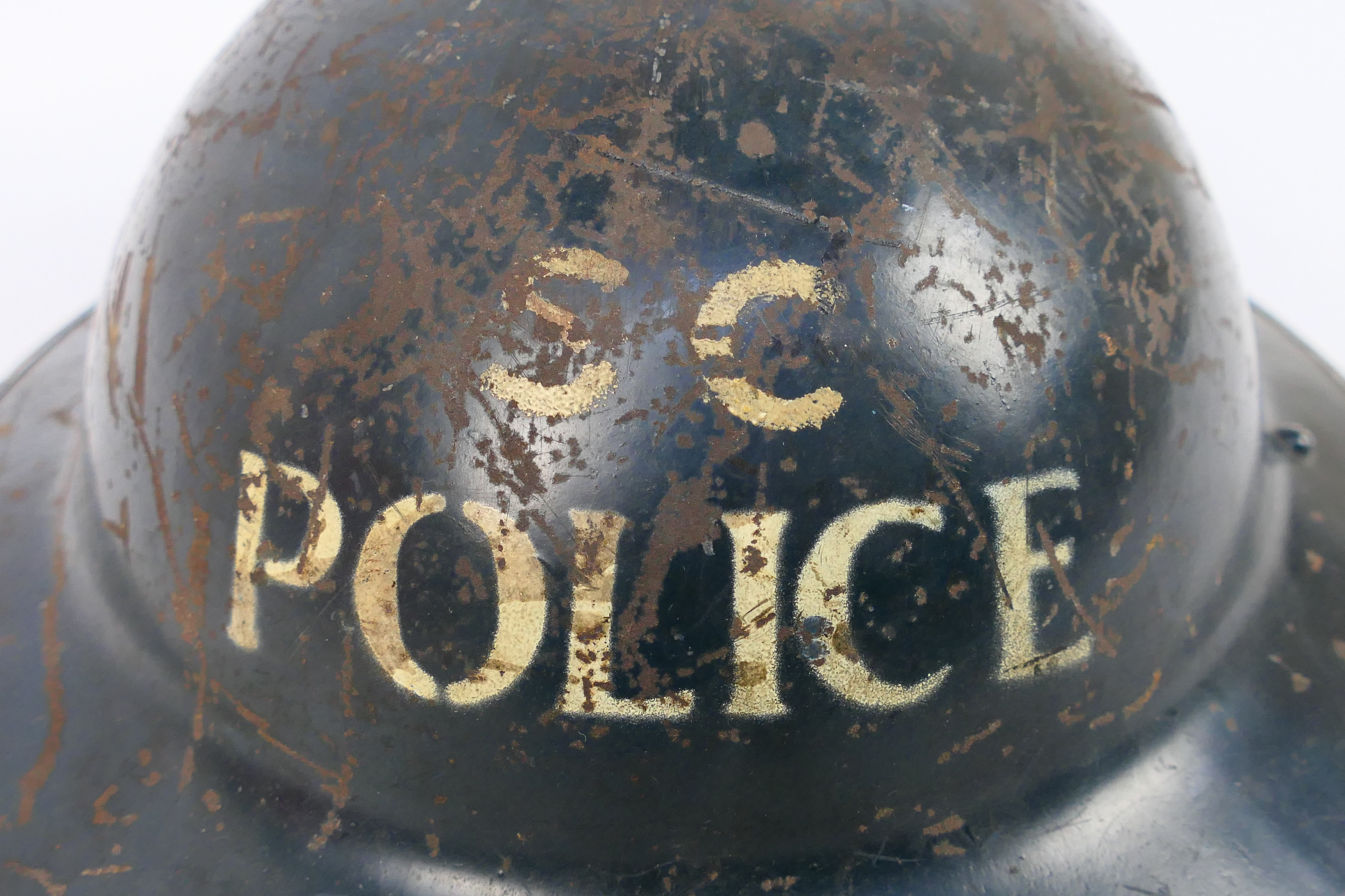 An early World War Two (WWII) Special Constabulary Police Officer's Brodie Helmet, - Image 2 of 5