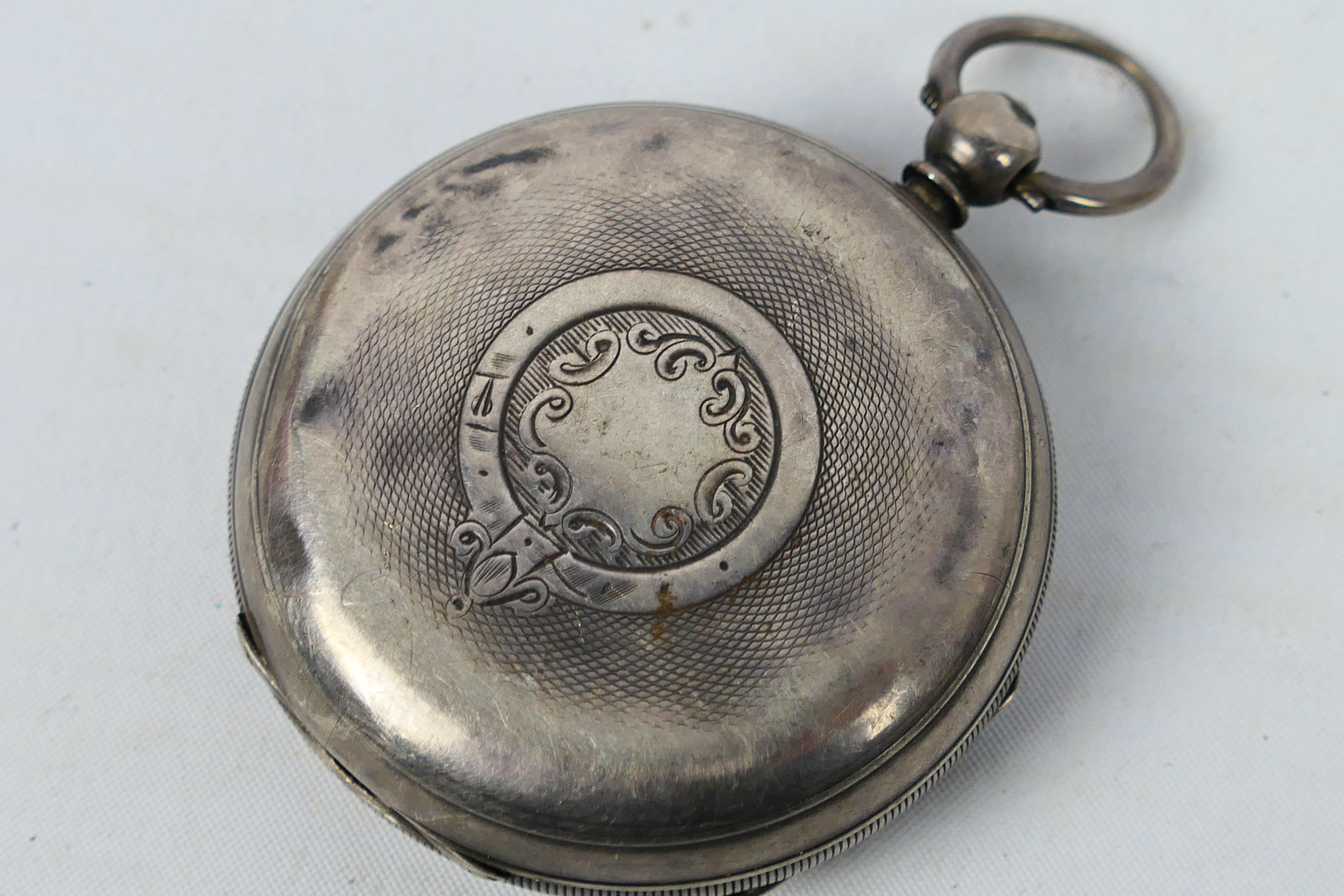 A silver cased, open face pocket watch, - Image 4 of 12