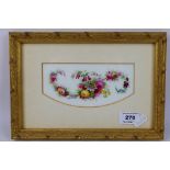 A framed Copeland & Garrett porcelain plaque with hand painted floral decoration,