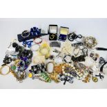 A varied collection of costume jewellery, some pieces stamped 925.