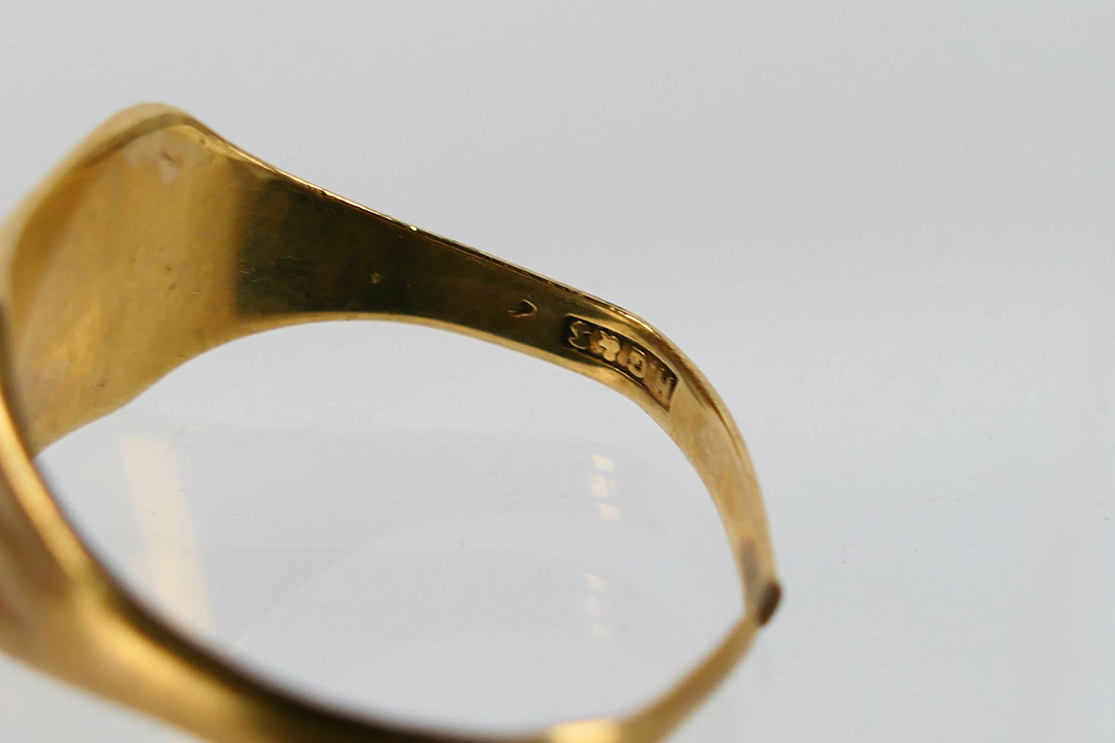 Scrap Gold - A 9ct yellow gold ring (shank cut), 2.4 grams. - Image 4 of 4