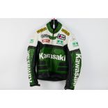 Isle Of Man TT Interest - A signed Kawasaki leather motorcycle jacket,