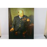 A large canvas print after Douglas Granville Chandor depicting Sir Winston Churchill in the uniform