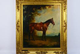 James Lynwood Palmer (1868 - 1941) - An ornately framed oil on canvas, horse study, signed,