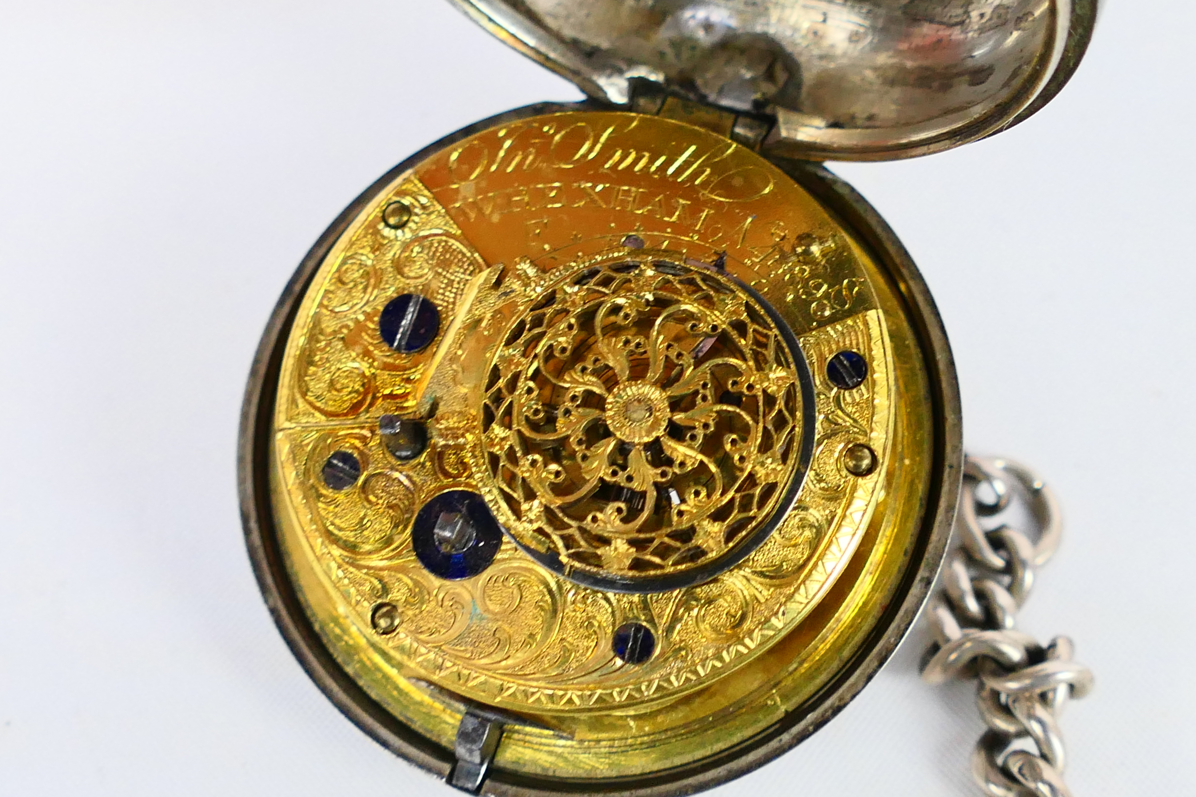 A George III silver cased open face pocket watch, - Image 5 of 14