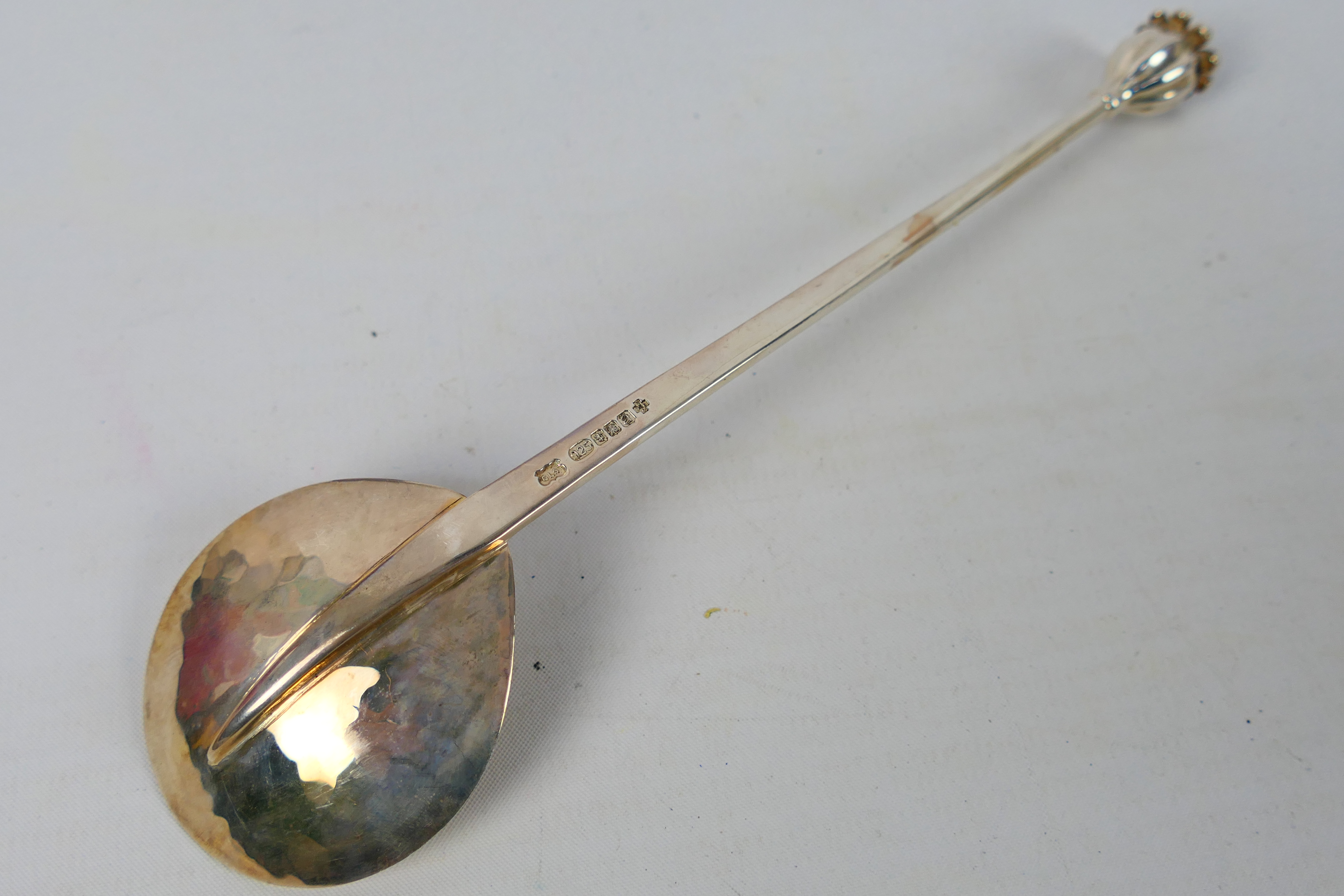 Scottish Silver - A long stem silver spoon by Graham Leishman Stewart (Dunblane 1955-2020) with - Image 4 of 7