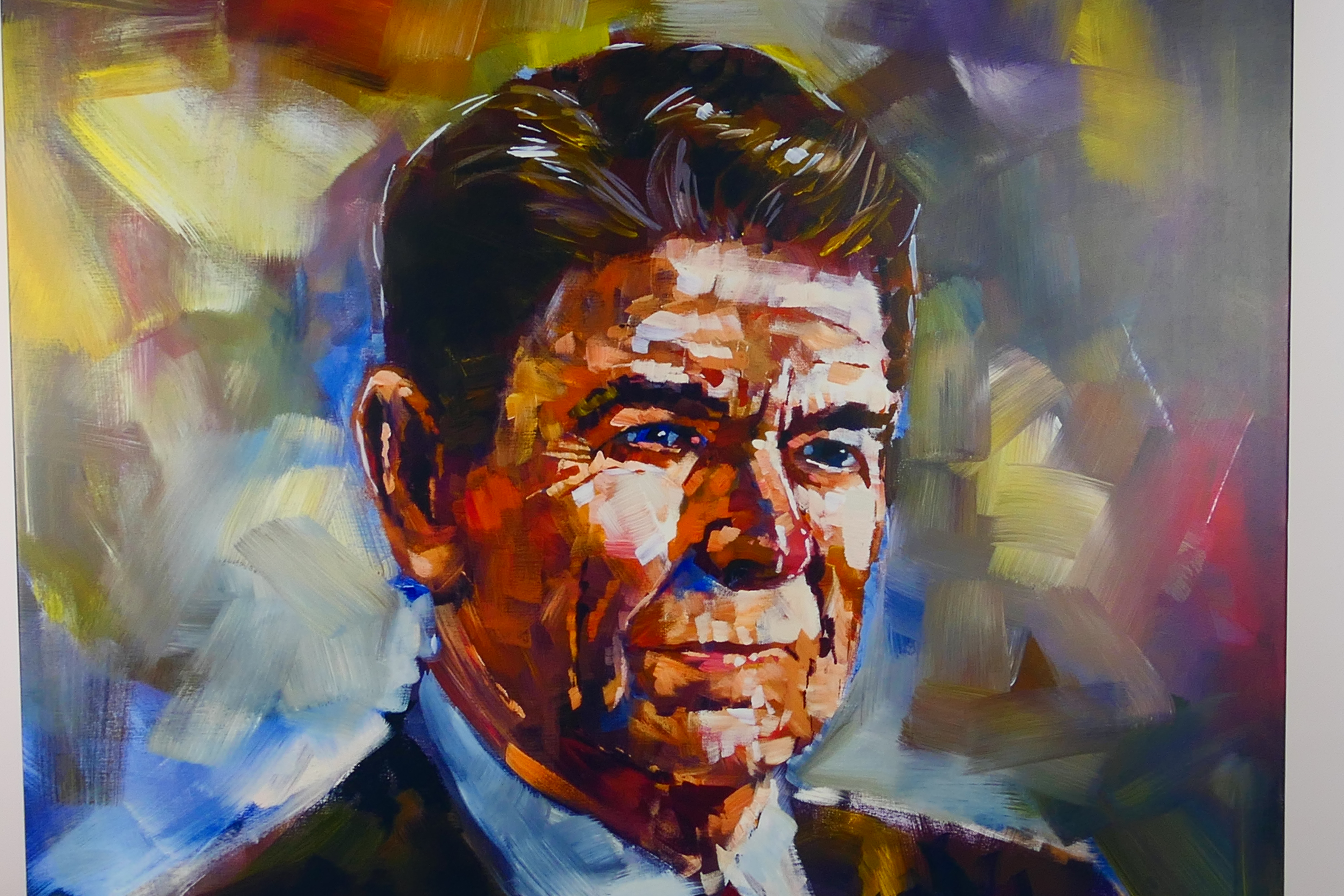 A large canvas print portrait after Steve Penley depicting Ronald Reagan, - Image 2 of 3