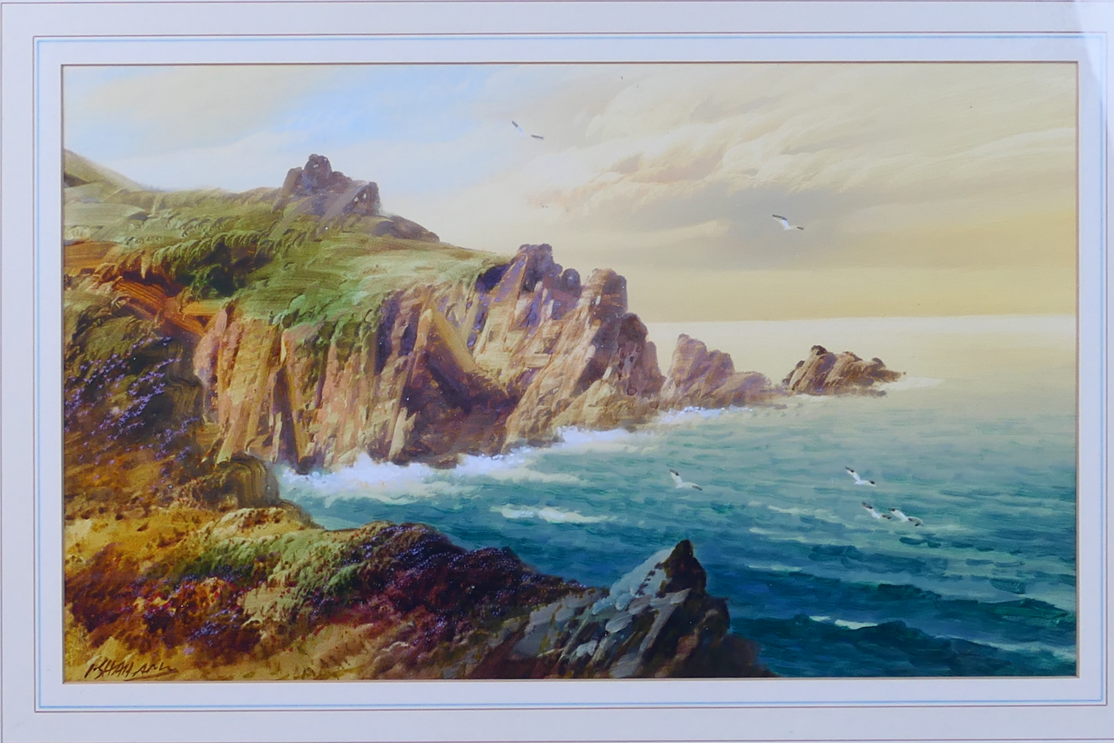John Shapland (British, 1865-1929) - A watercolour coastal landscape scene, - Image 2 of 5